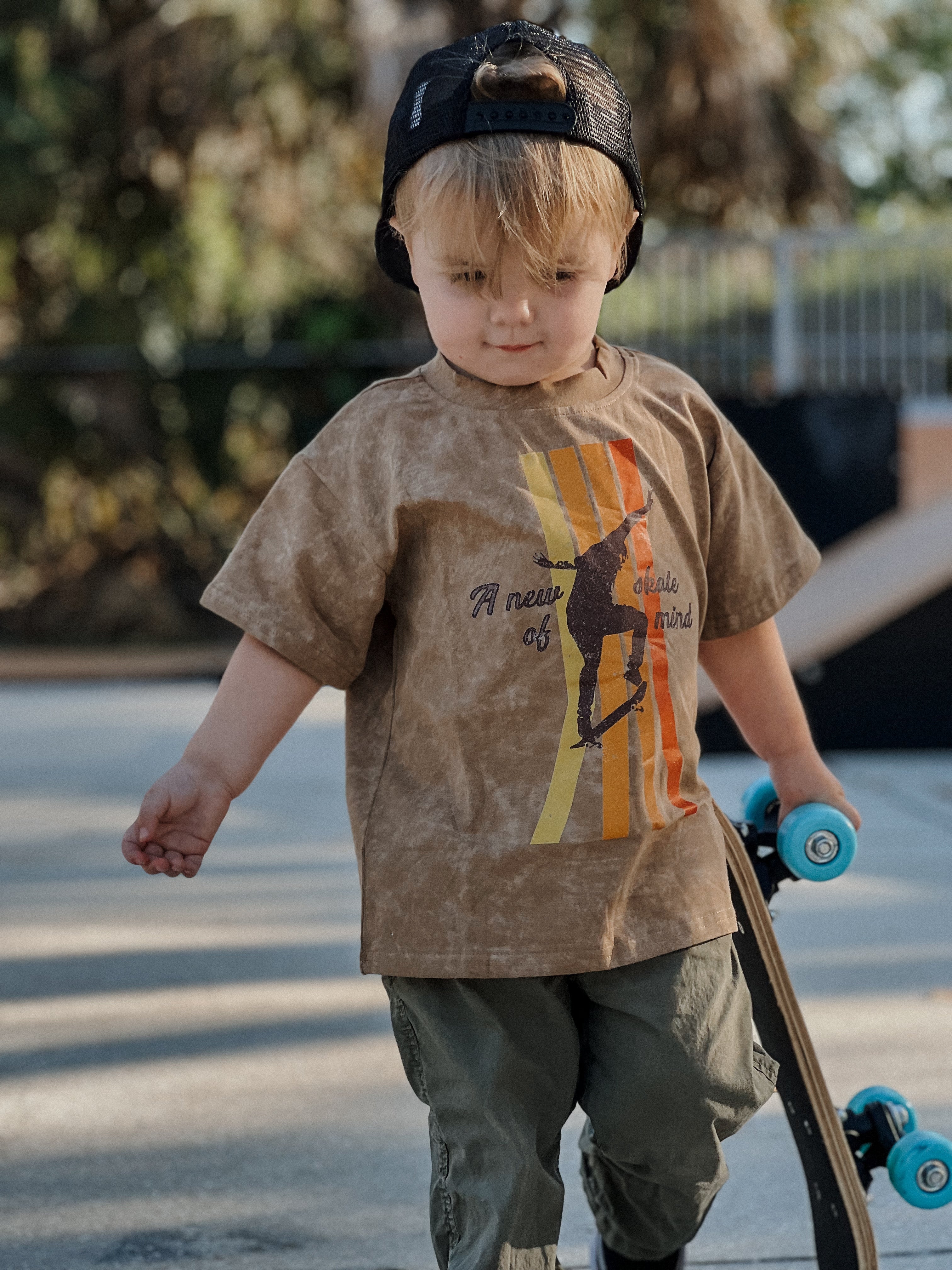 brown toddler graphic skate tee