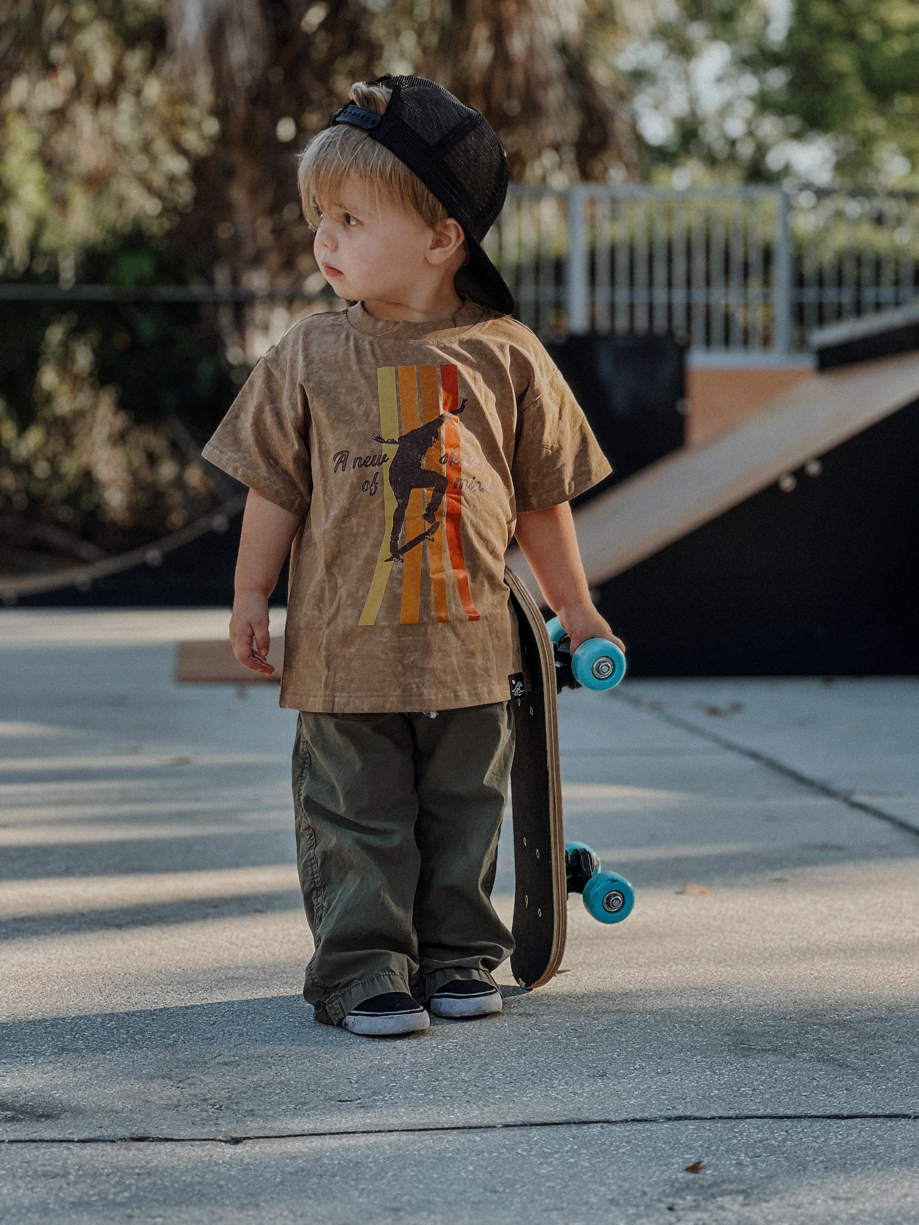 brown toddler graphic skate tee