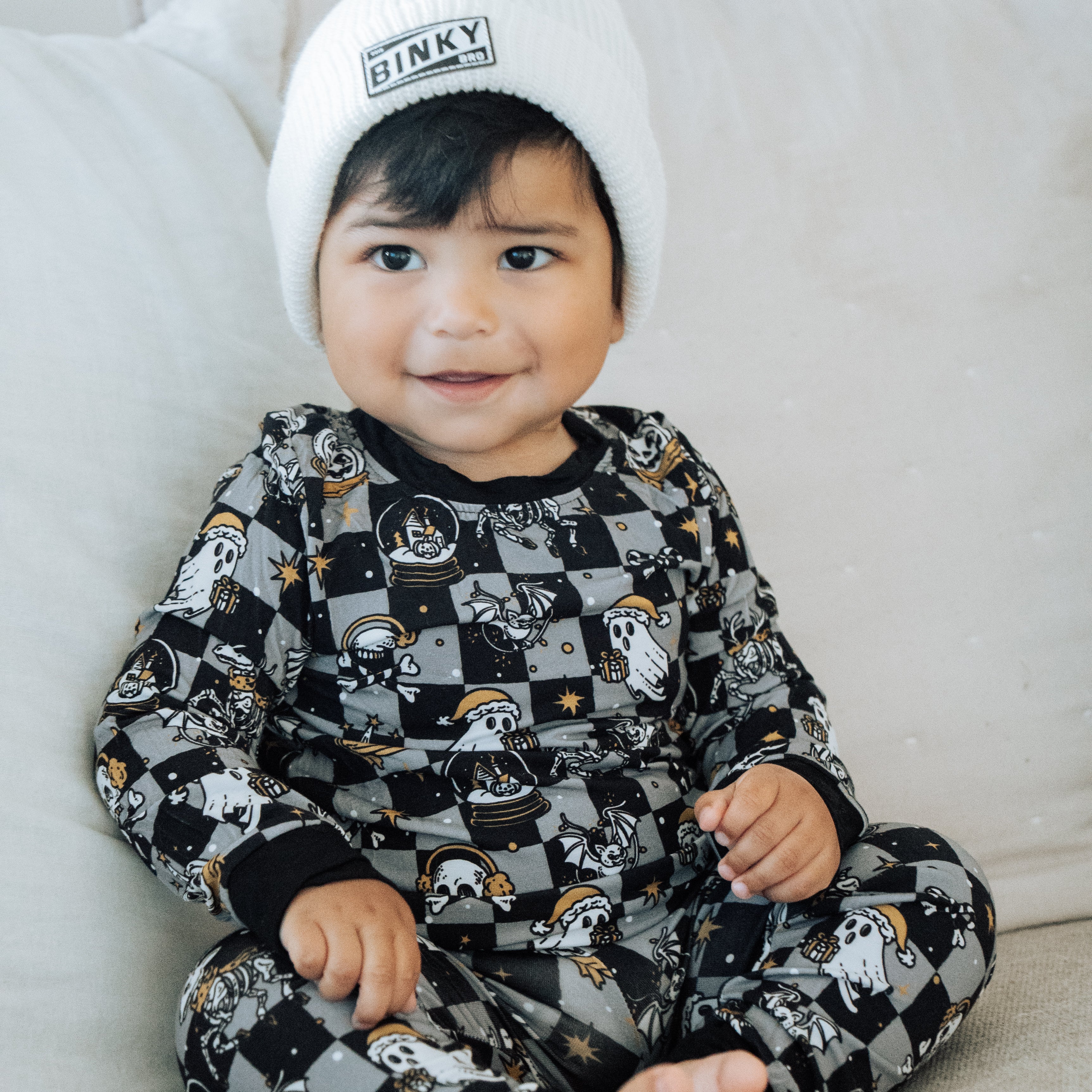 black and white checkered bamboo pajamas