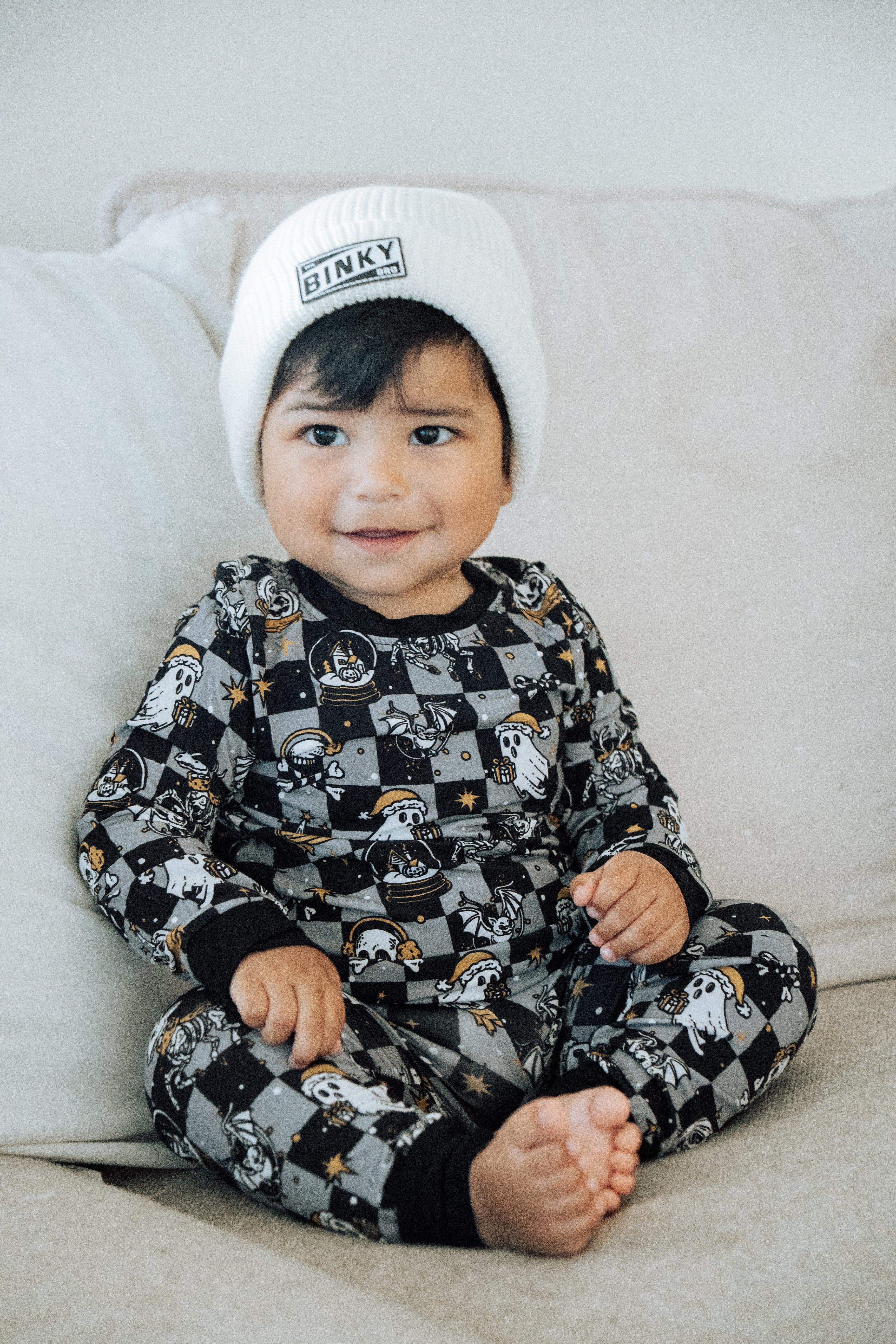 black and white checkered bamboo pajamas