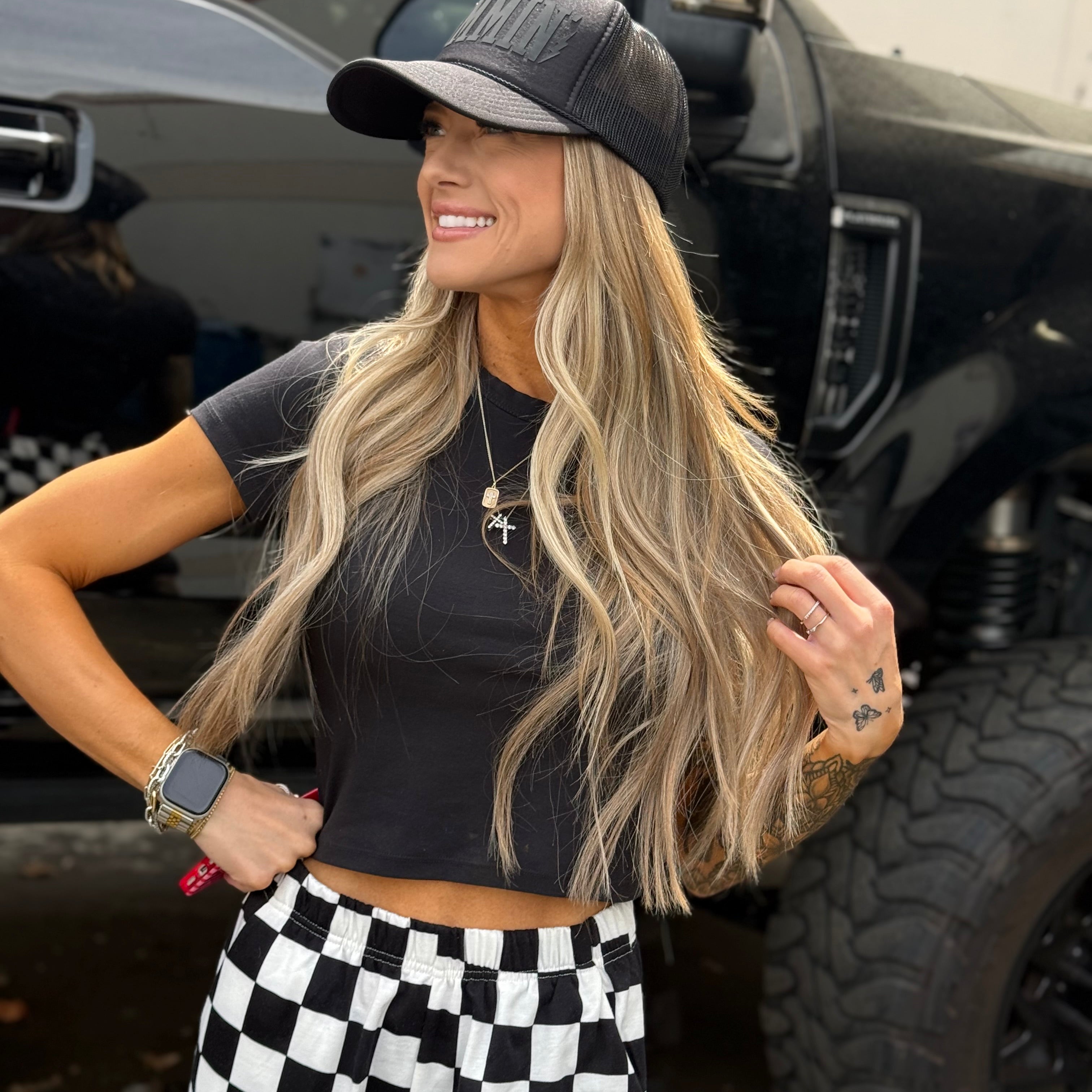 Mommin’ Trucker Hat | Black on Black - Barely Tamed