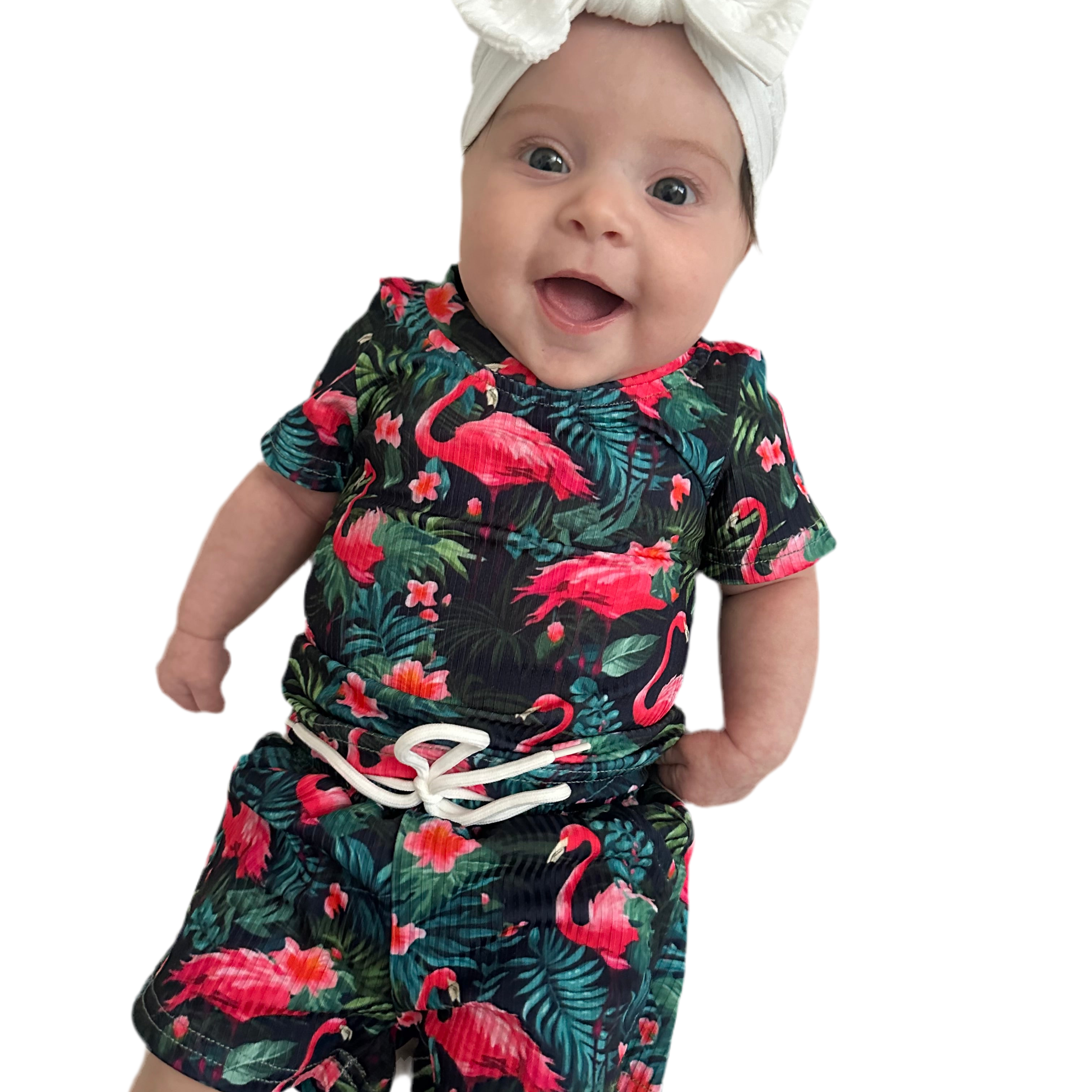 Breezy Flamingo Ribbed Set - Barely Tamed
