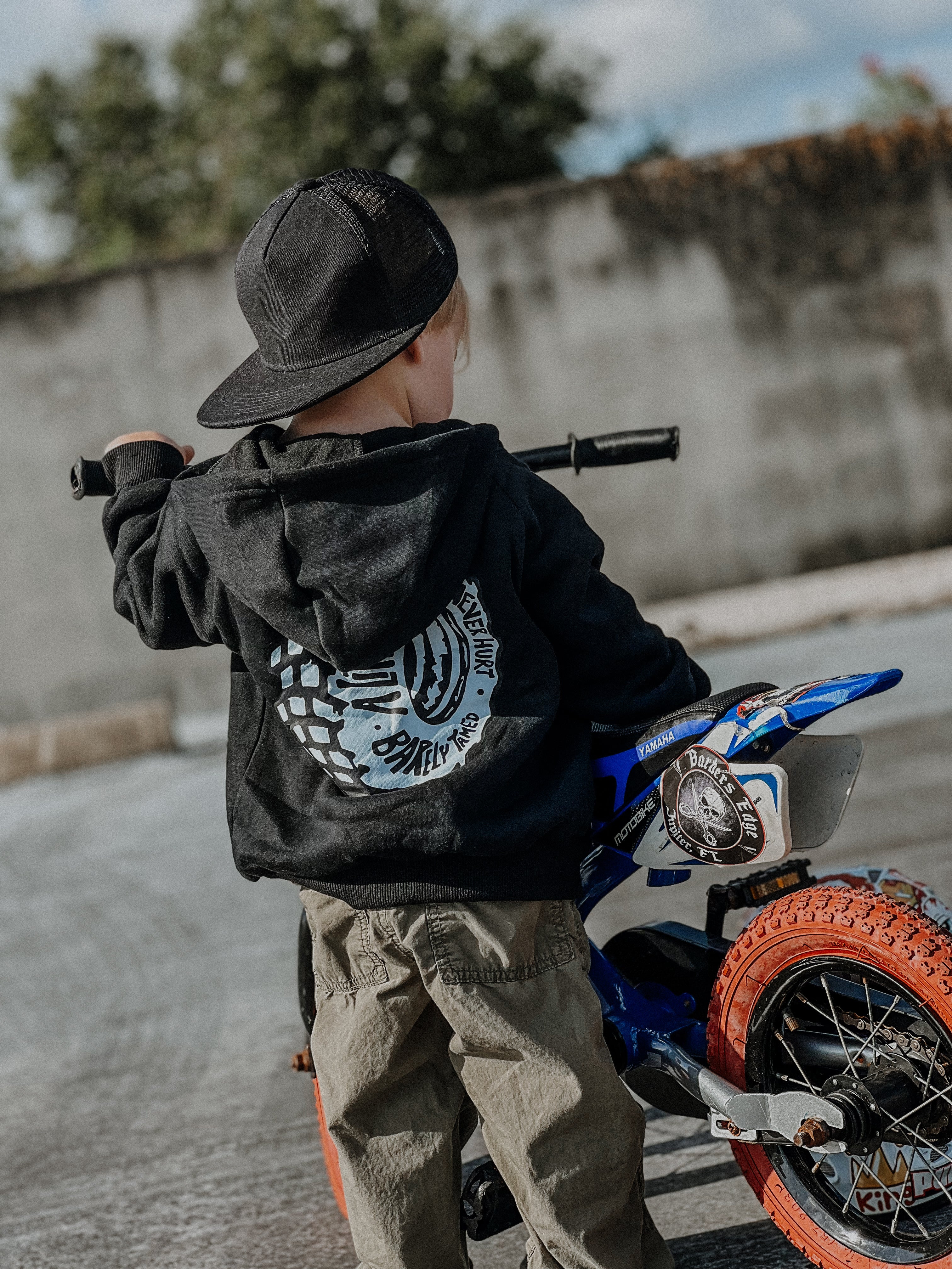 black moto toddler graphic hoodie