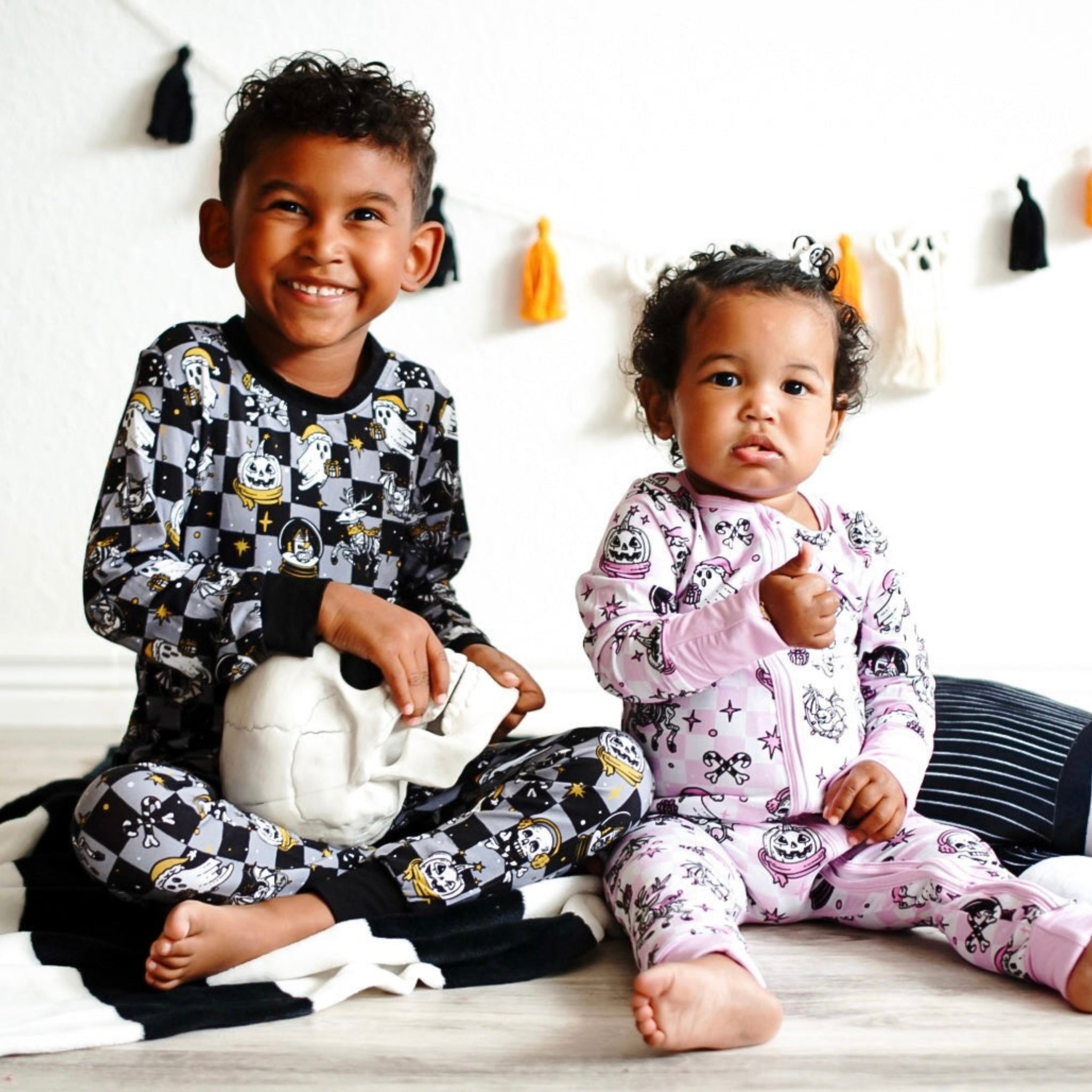 matching checkered bamboo holiday pjs