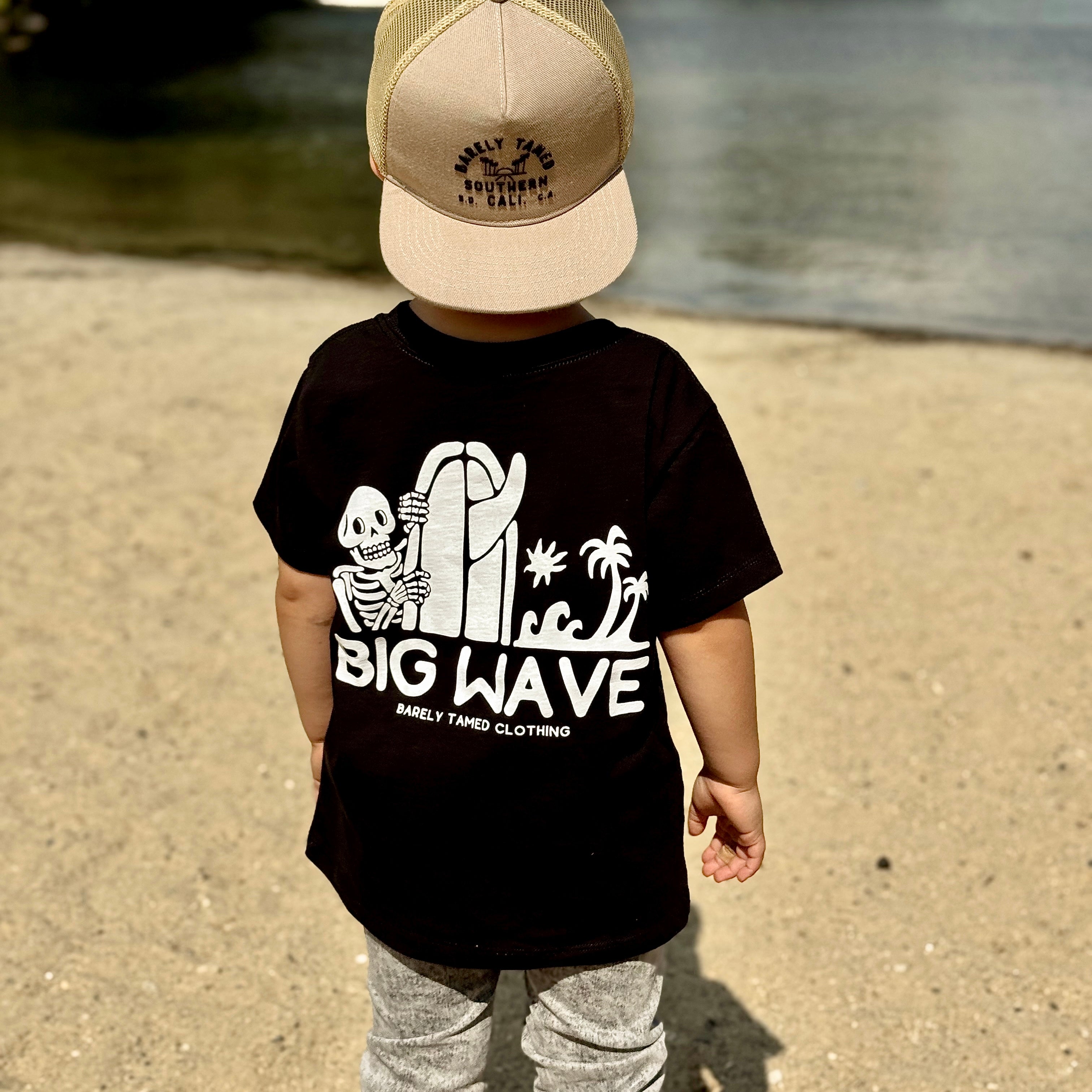 NEW Big Waves Skelly T-Shirt - Black - Barely Tamed