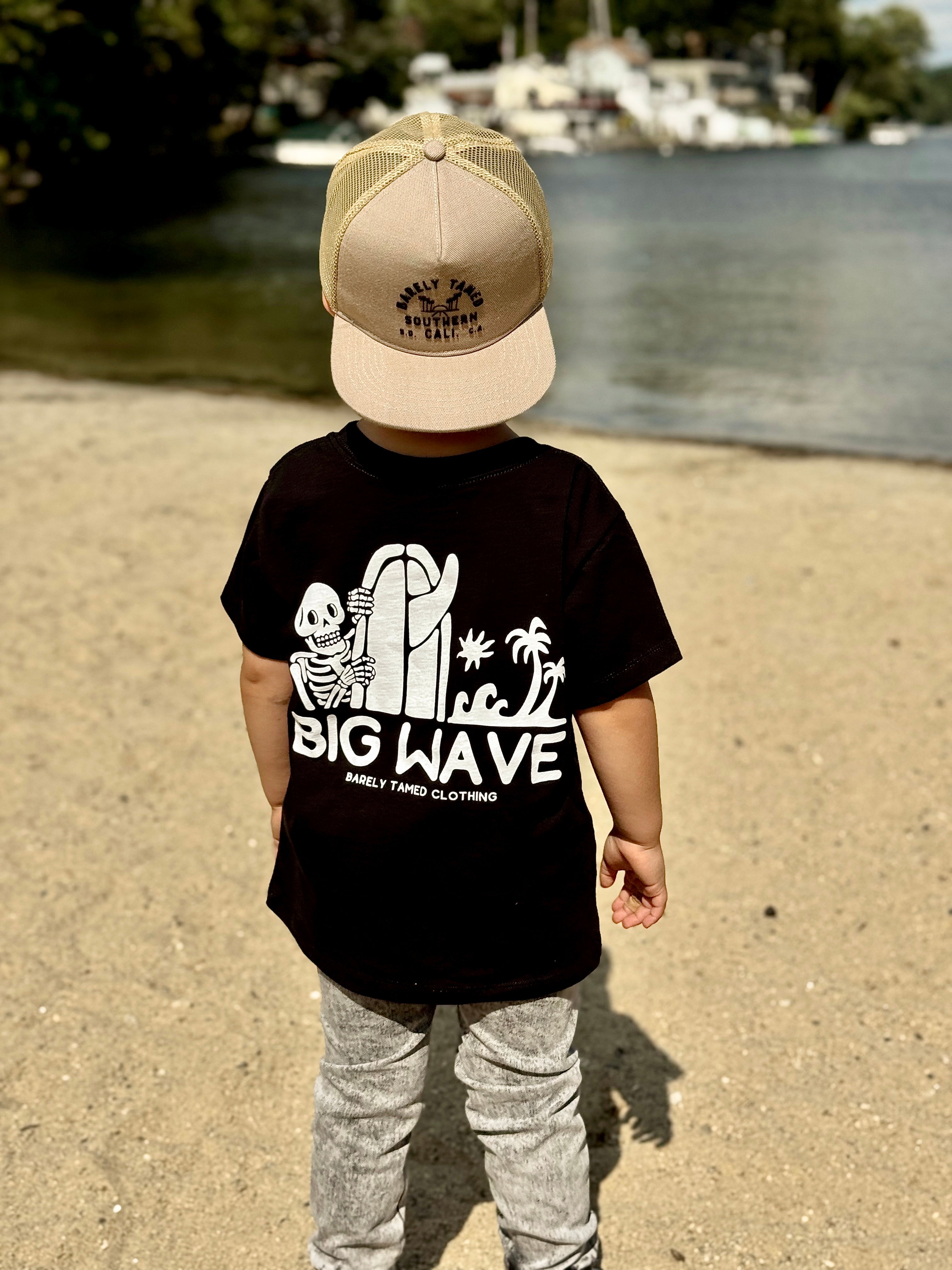 NEW Big Waves Skelly T-Shirt - Black - Barely Tamed