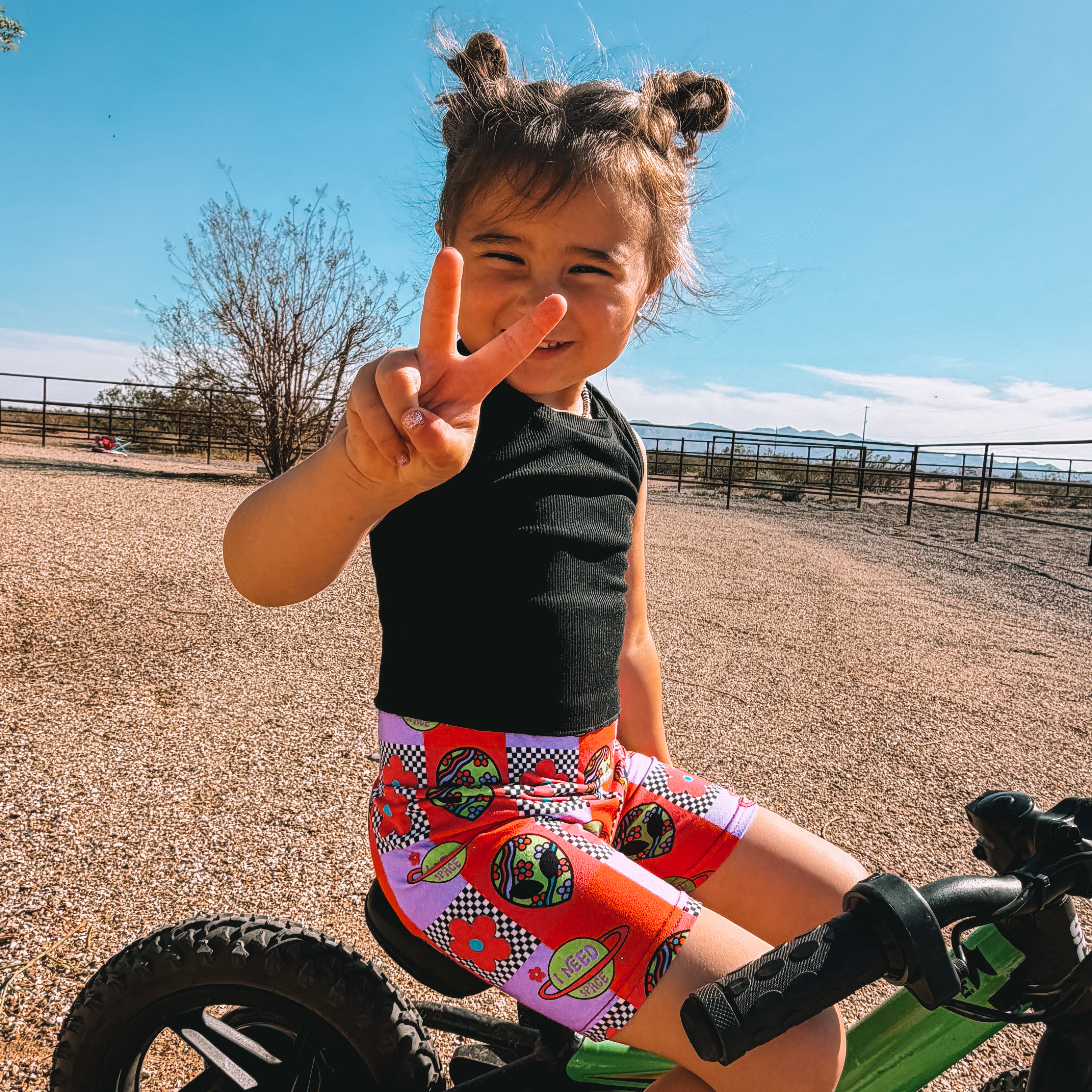 I Need Space Cotton Spandex Biker Shorts for Toddlers & Little Girls - Barely Tamed