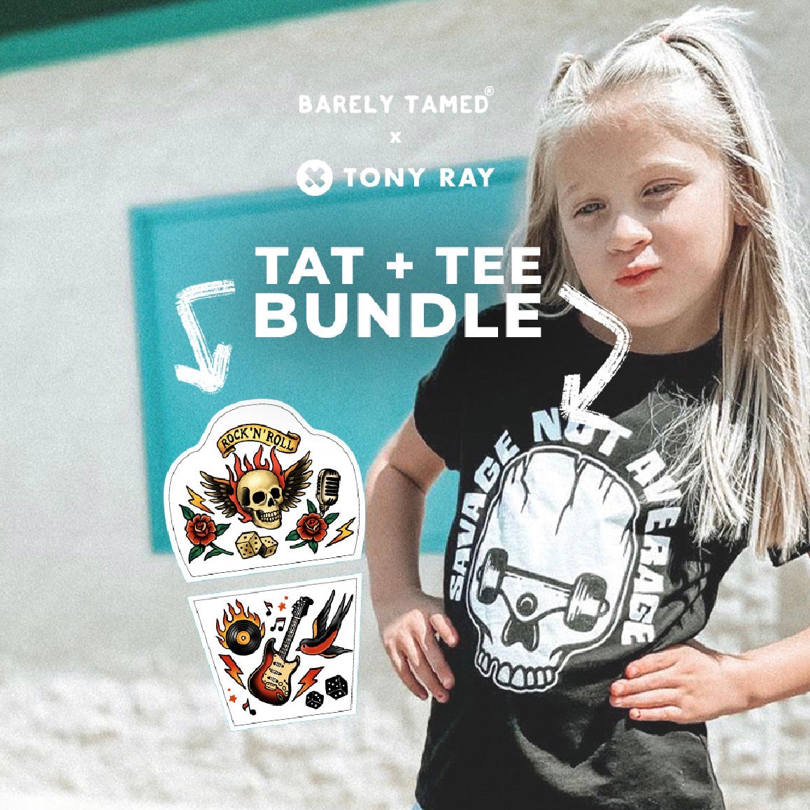 Savage Not Average Tee &Tattoo Bundle - Barely Tamed
