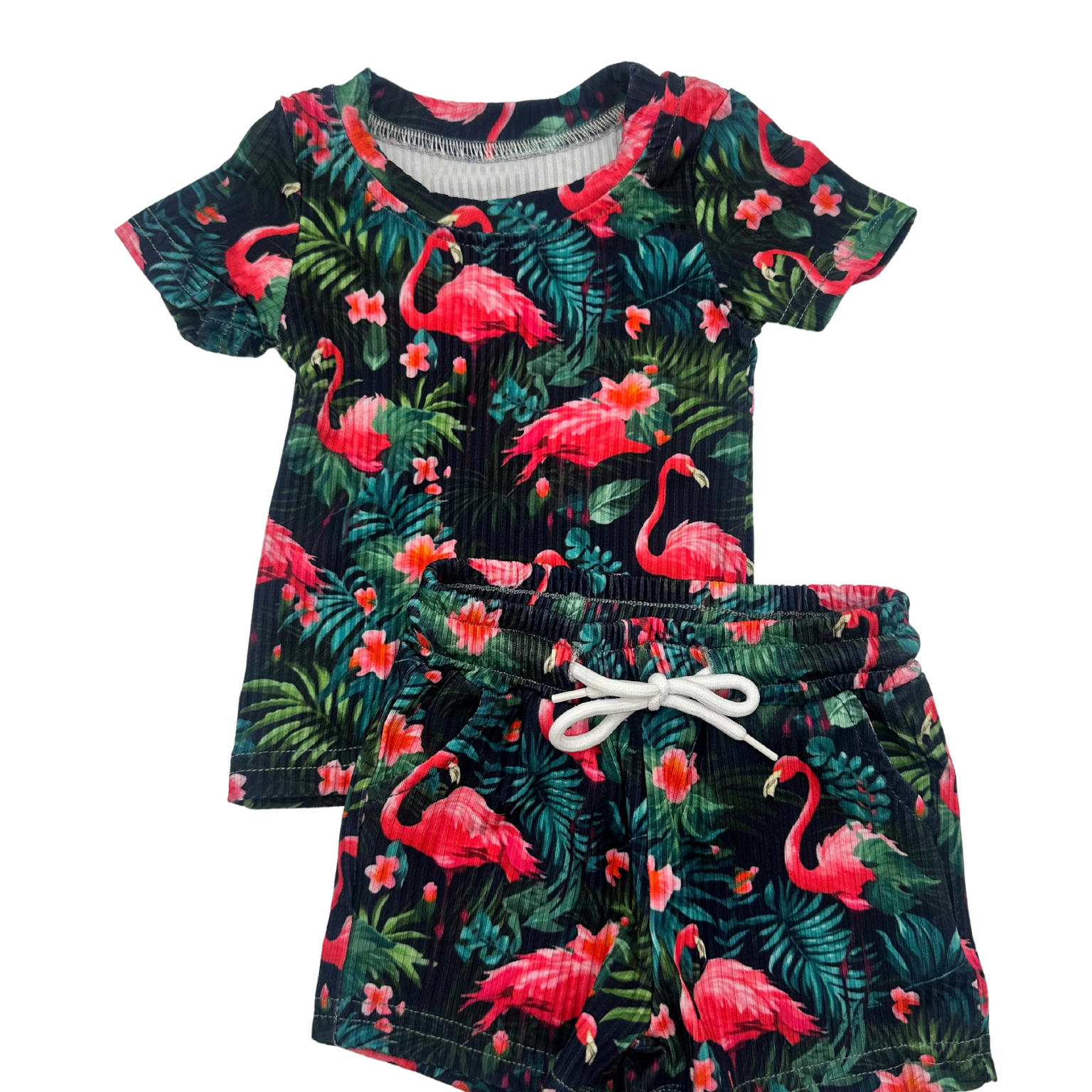 Breezy Flamingo Ribbed Set - Barely Tamed
