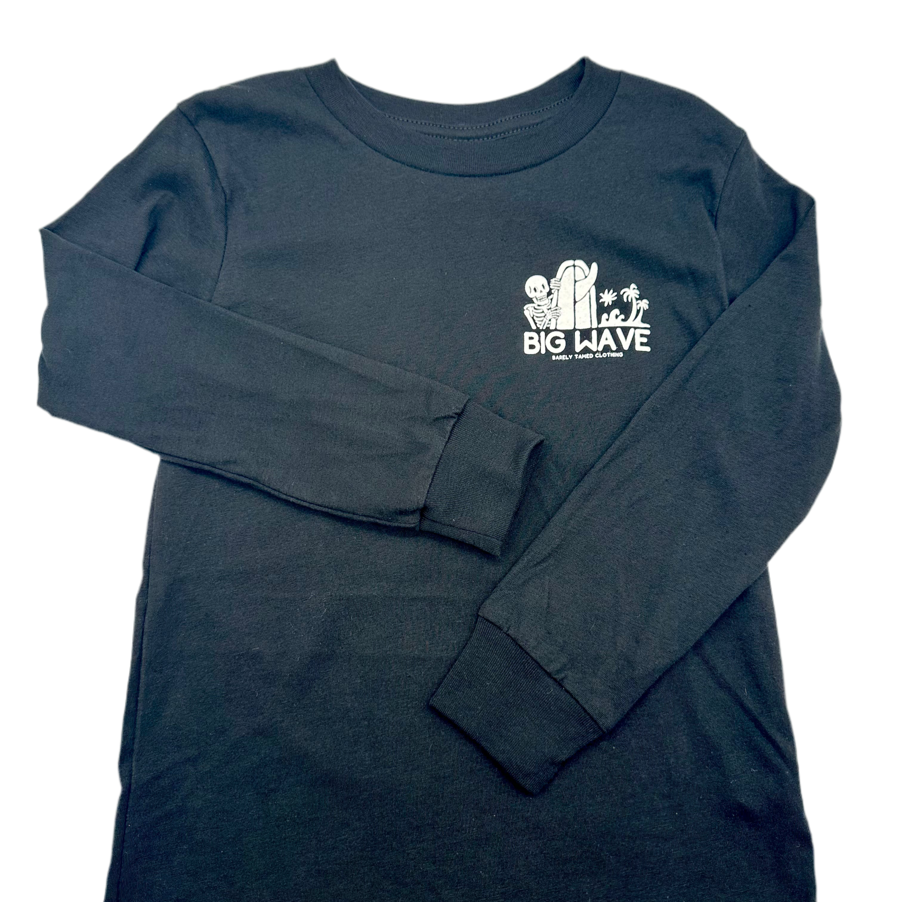 Big Waves Skelly Long Sleeves T-Shirt- Black - Barely Tamed