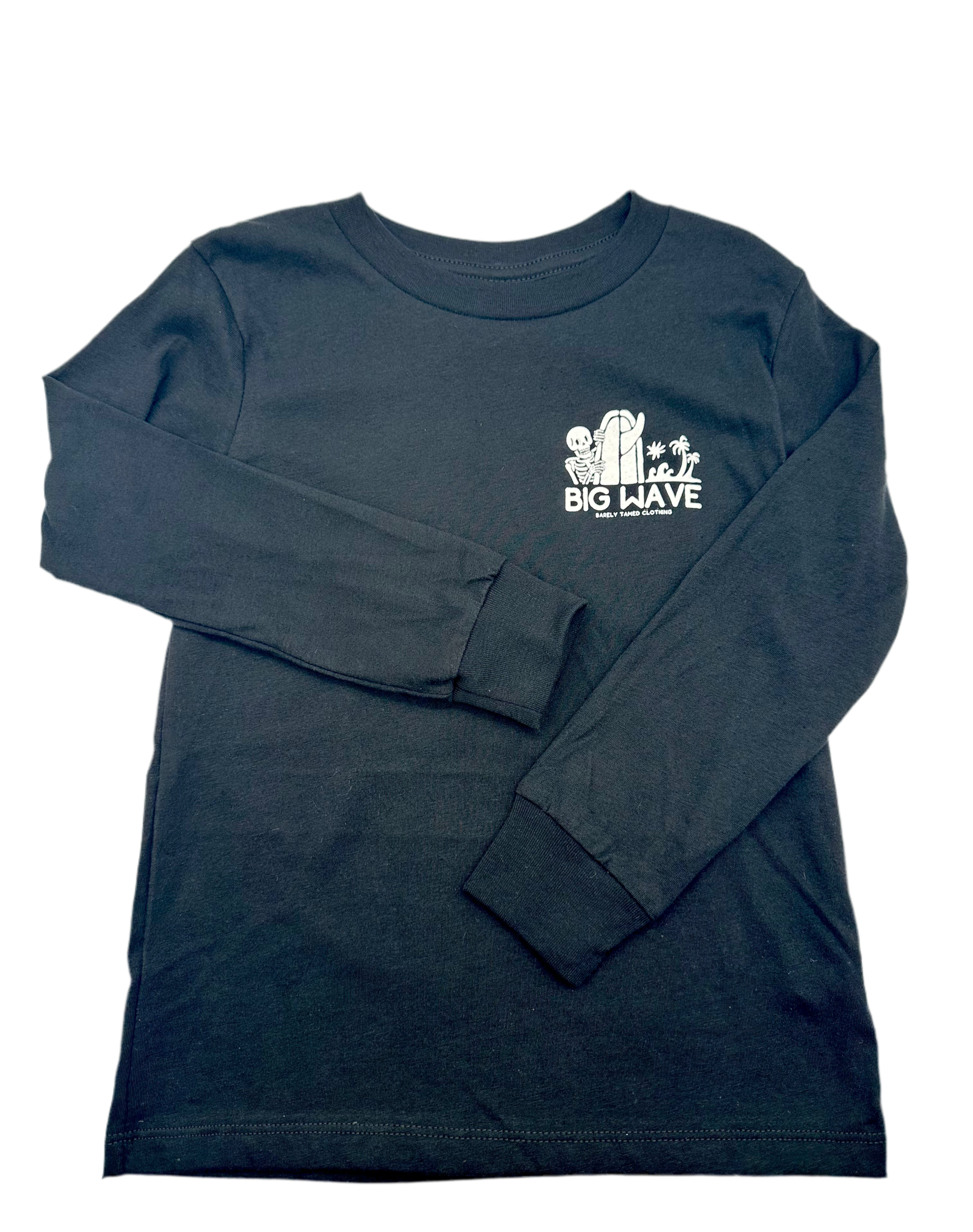 Big Waves Skelly Long Sleeves T-Shirt- Black - Barely Tamed