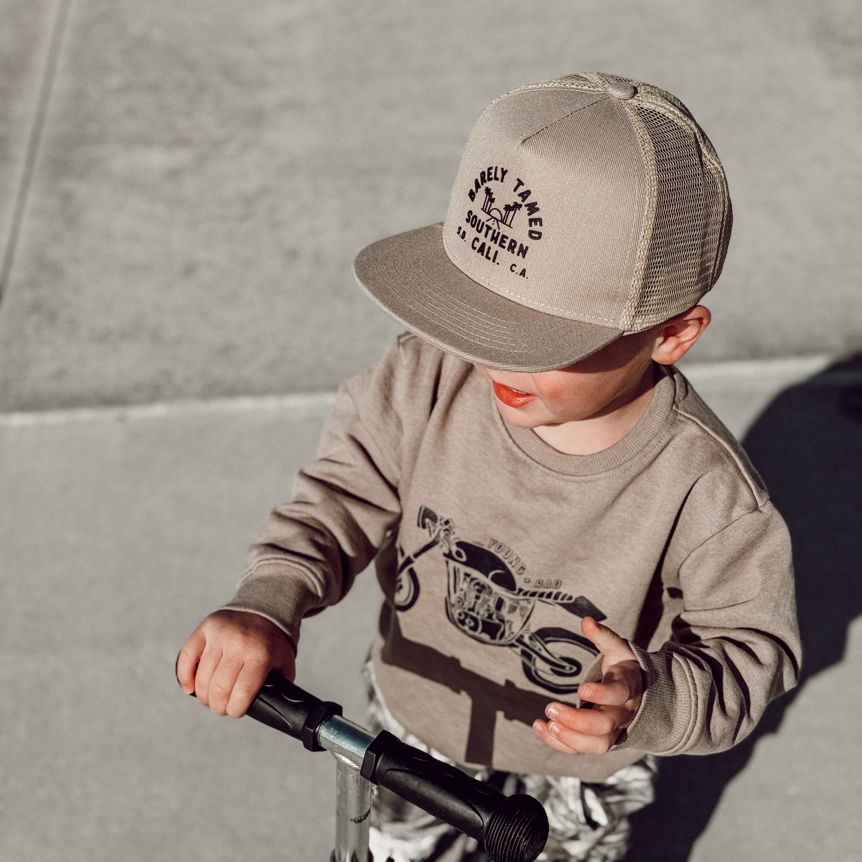 toddler and infant beige trucker hat