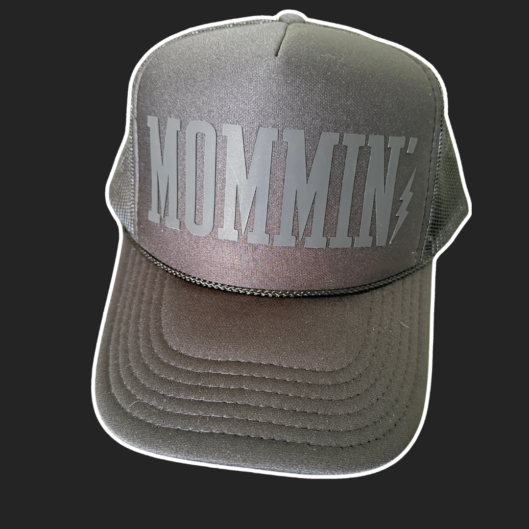 Mommin’ Trucker Hat | Black on Black - Barely Tamed