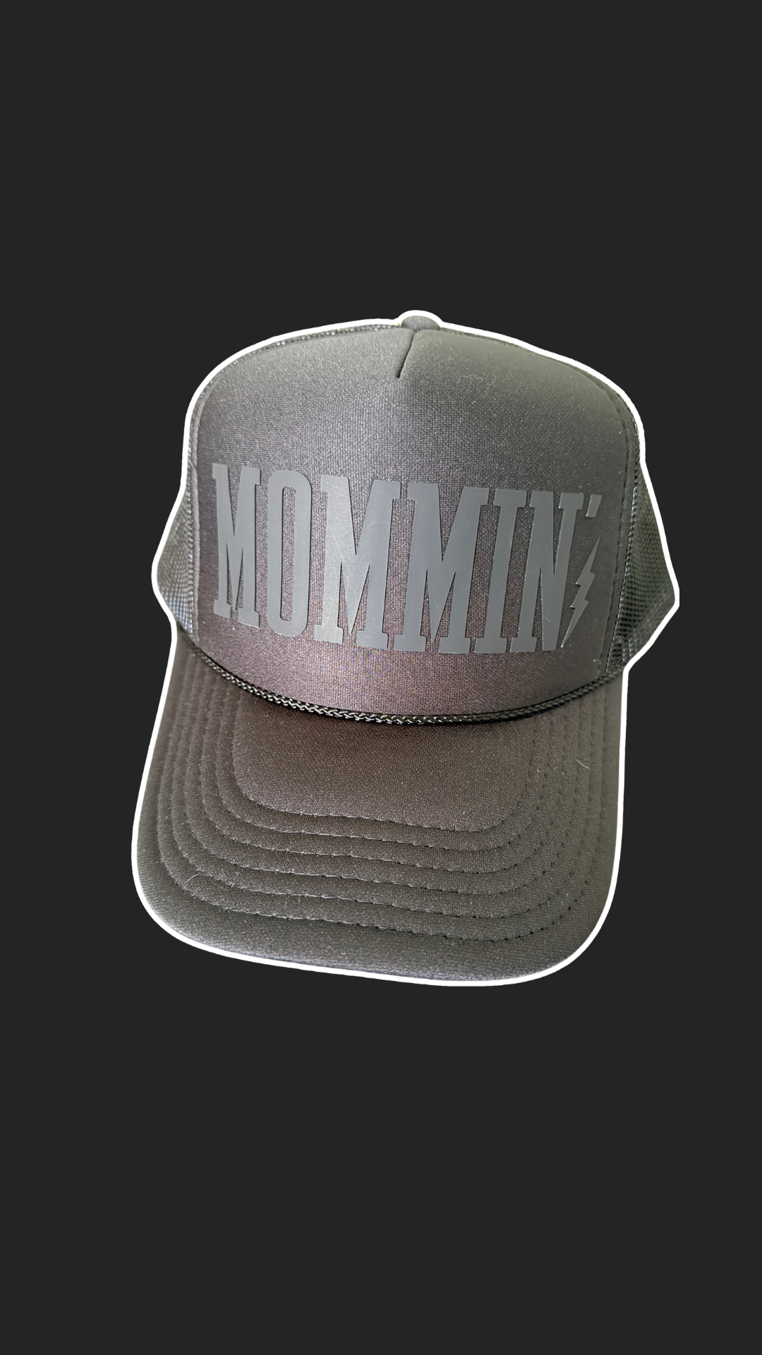 Mommin’ Trucker Hat | Black on Black - Barely Tamed