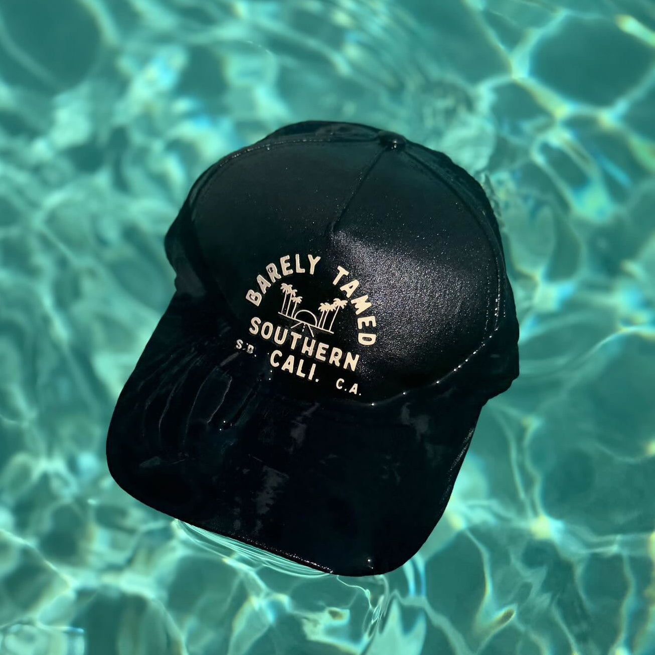 Adult Beech Strand Trucker Hat- Tan and Black | Water Friendly Graphic Snapback - Barely Tamed
