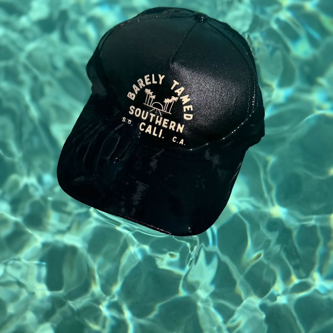 Adult Beech Strand Trucker Hat- Tan and Black | Water Friendly Graphic Snapback - Barely Tamed
