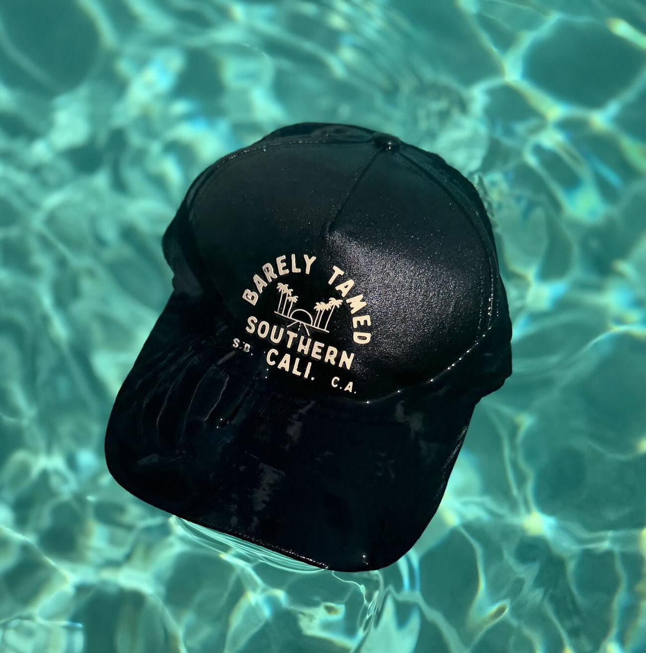 Adult Beech Strand Trucker Hat- Tan and Black | Water Friendly Graphic Snapback - Barely Tamed