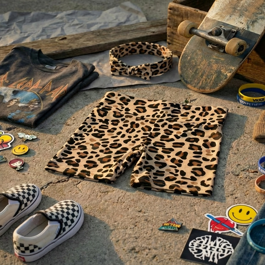 Cotton Spandex Biker Shorts for Toddlers & Little Girls | Leopard - Barely Tamed