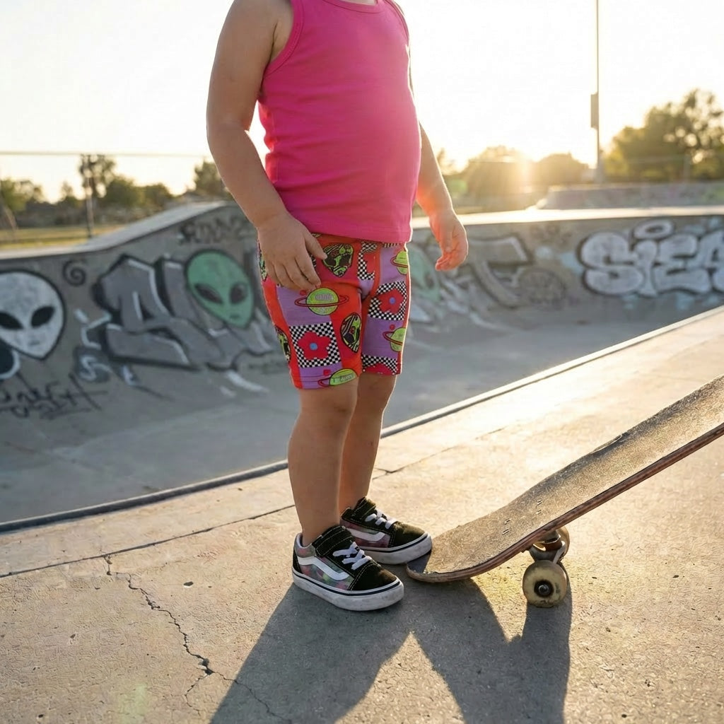 I Need Space Baby & Toddler Biker Shorts | Stretch Spandex Kids Shorts for Play & Everyday Wear - Barely Tamed