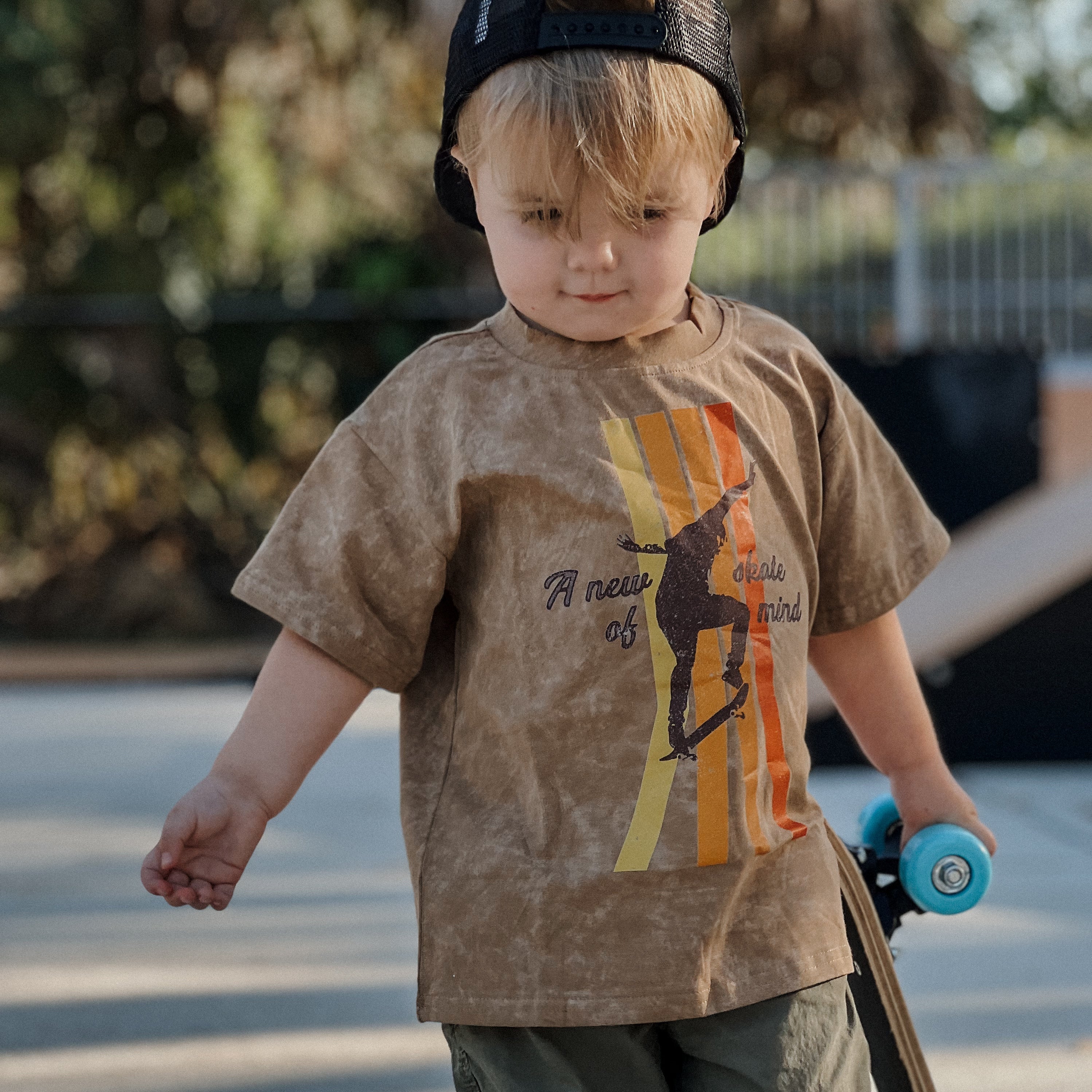 brown toddler graphic skate tee