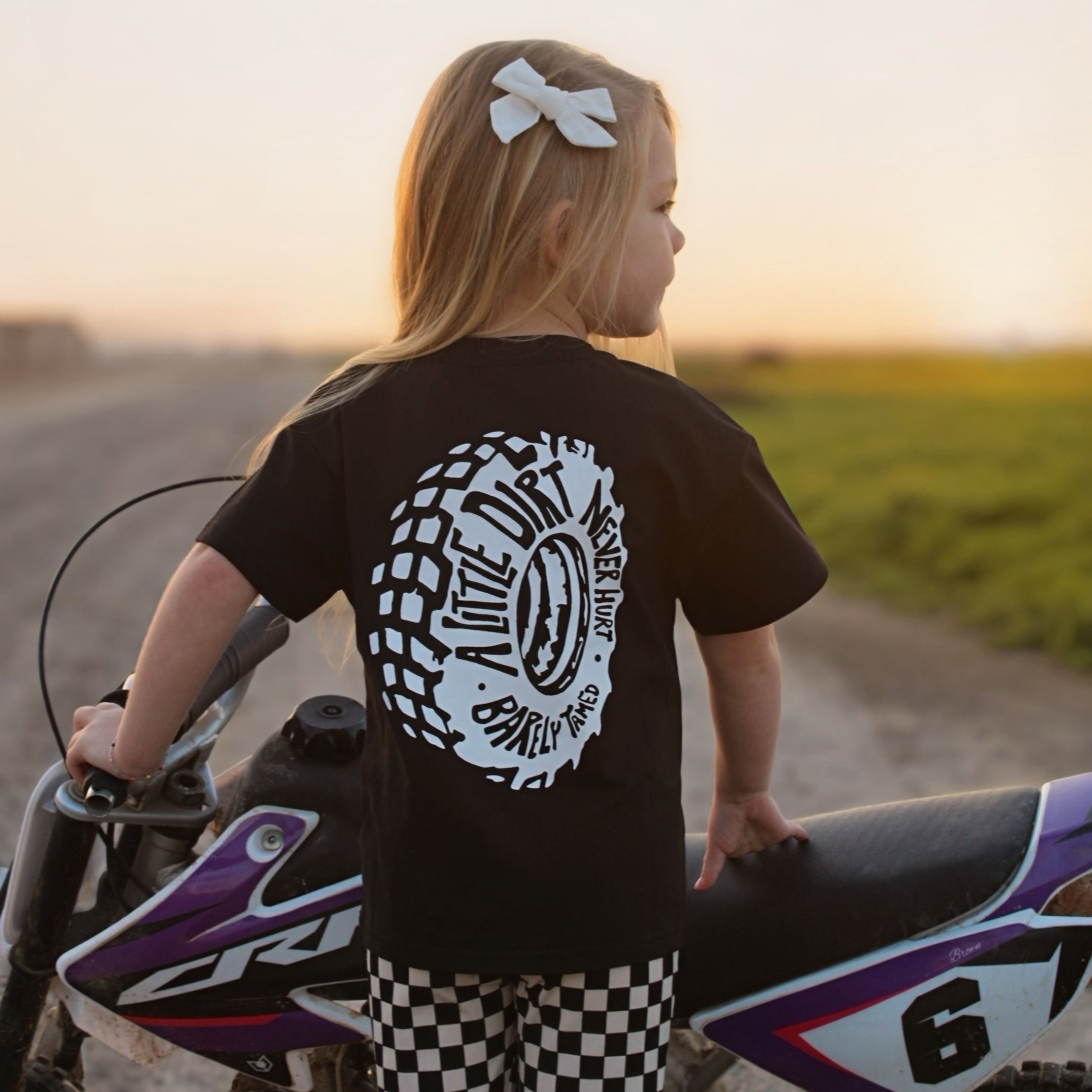 A Little Dirt Never Hurt Toddler Graphic T-Shirt – Black | Monster Truck Dirt Bike Tee - Barely Tamed