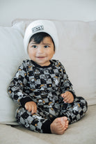 black and white checkered bamboo pajamas