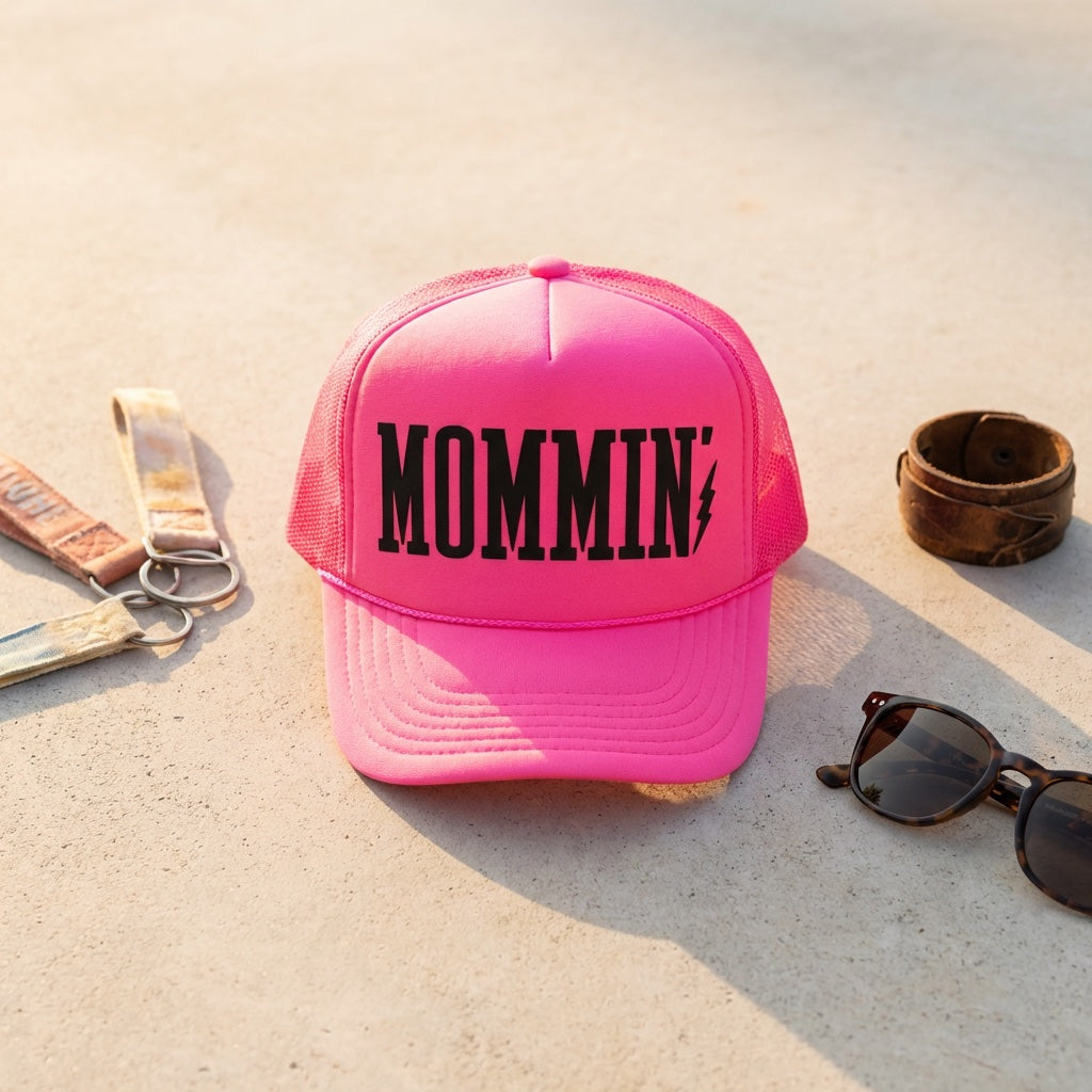 Mommin’ Trucker Hat | Black, Hot Pink & Camo - Barely Tamed