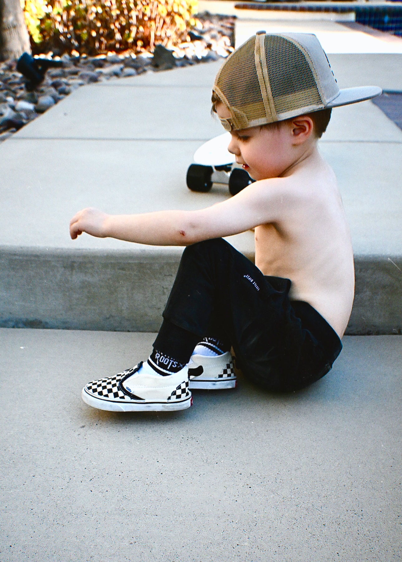 toddler and infant beige trucker hat