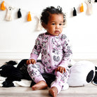 Halloween Haunt The Halls Bamboo Zipper Pjs-Black & Pink - Barely Tamed