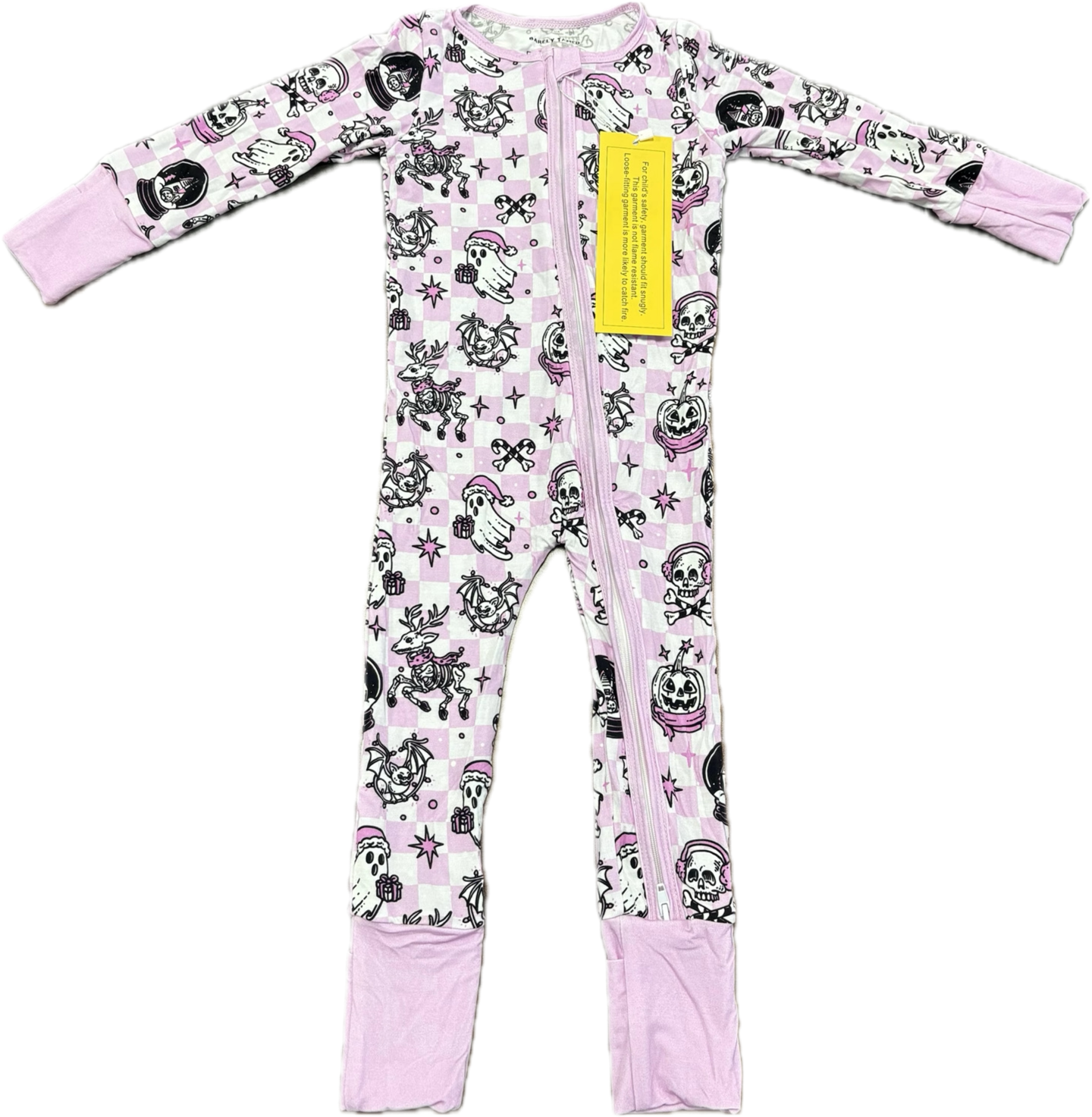 PRE-ORDER Haunt The Halls Holiday Bamboo Zipper Pjs-Black & Pink - Barely Tamed