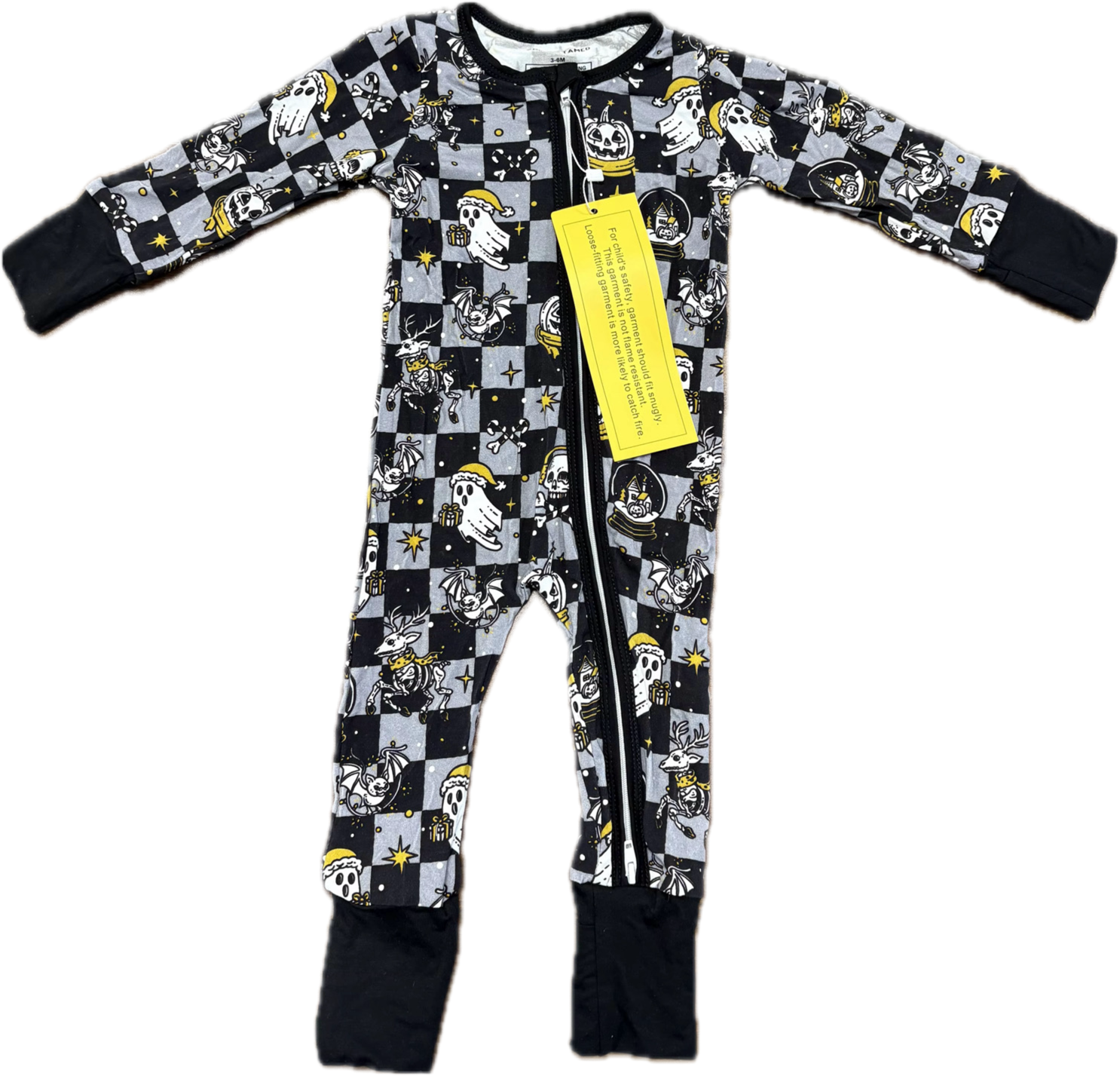PRE-ORDER Haunt The Halls Holiday Bamboo Zipper Pjs-Black & Pink - Barely Tamed