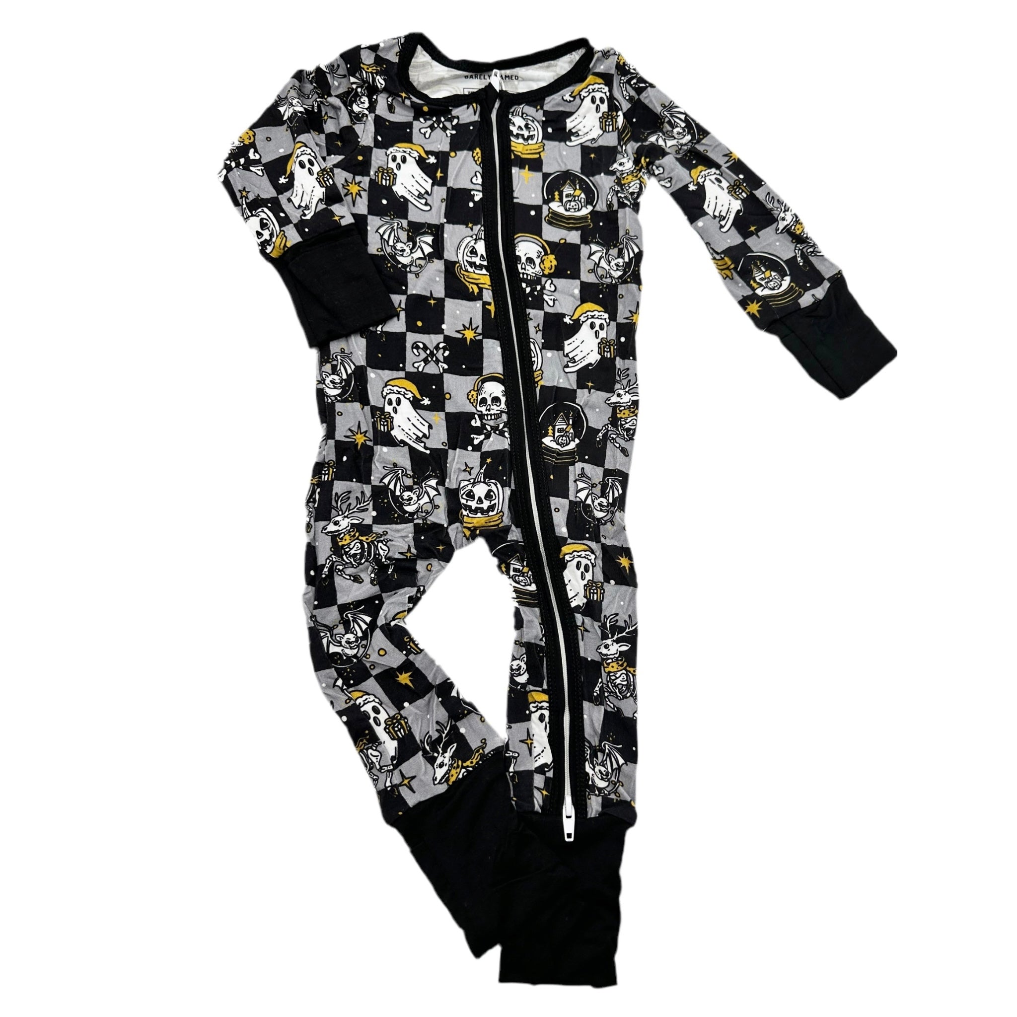 Halloween Haunt The Halls Bamboo Zipper Pjs-Black & Pink - Barely Tamed