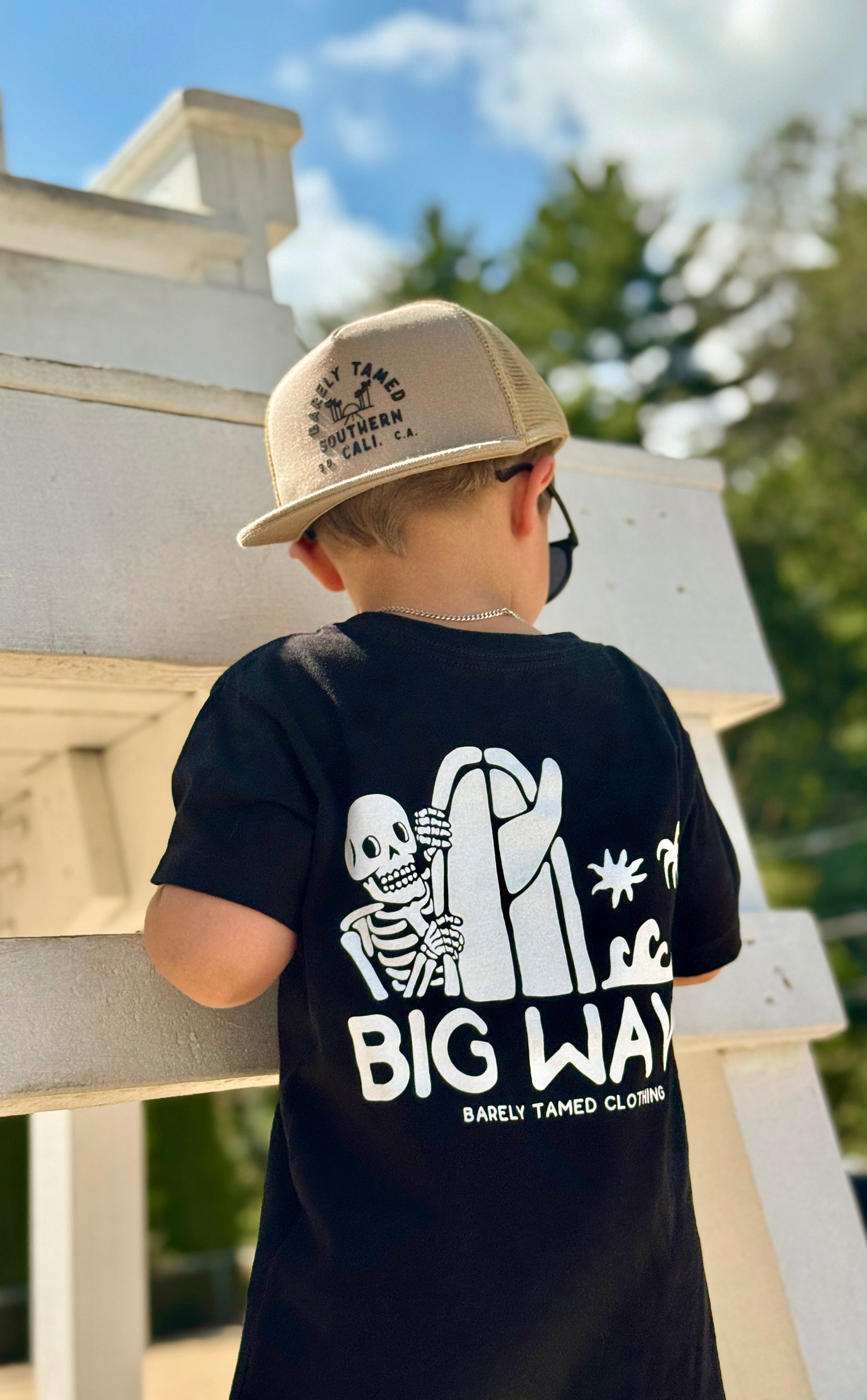 NEW Big Waves Skelly T-Shirt - Black - Barely Tamed