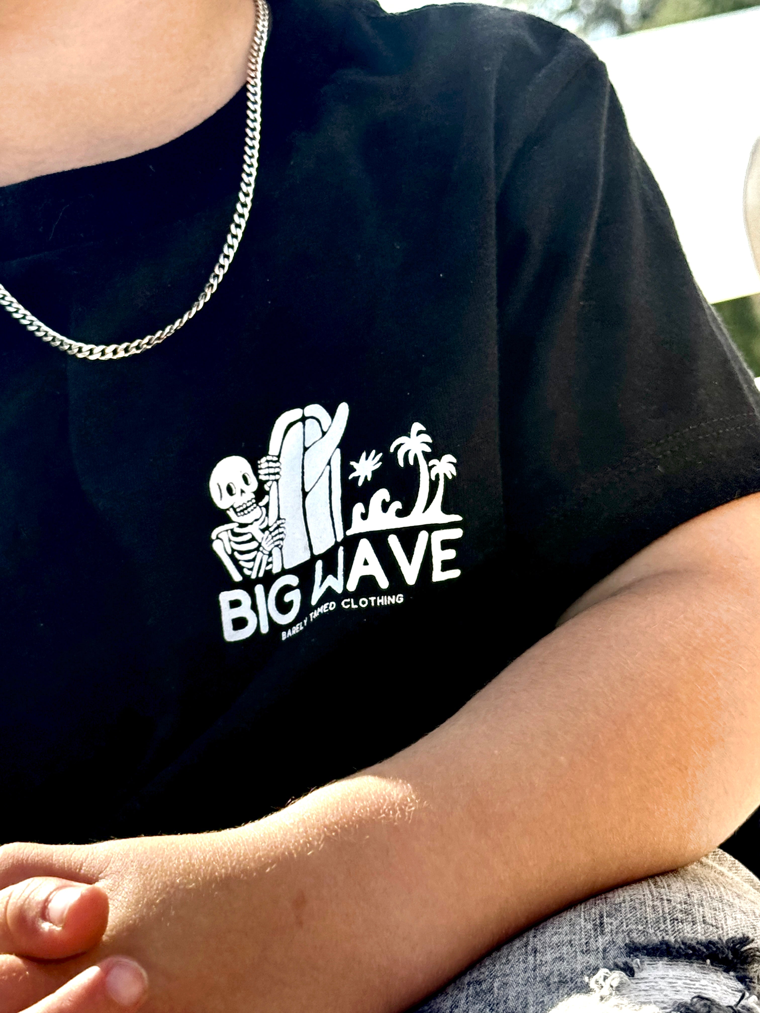 NEW Big Waves Skelly T-Shirt - Black - Barely Tamed