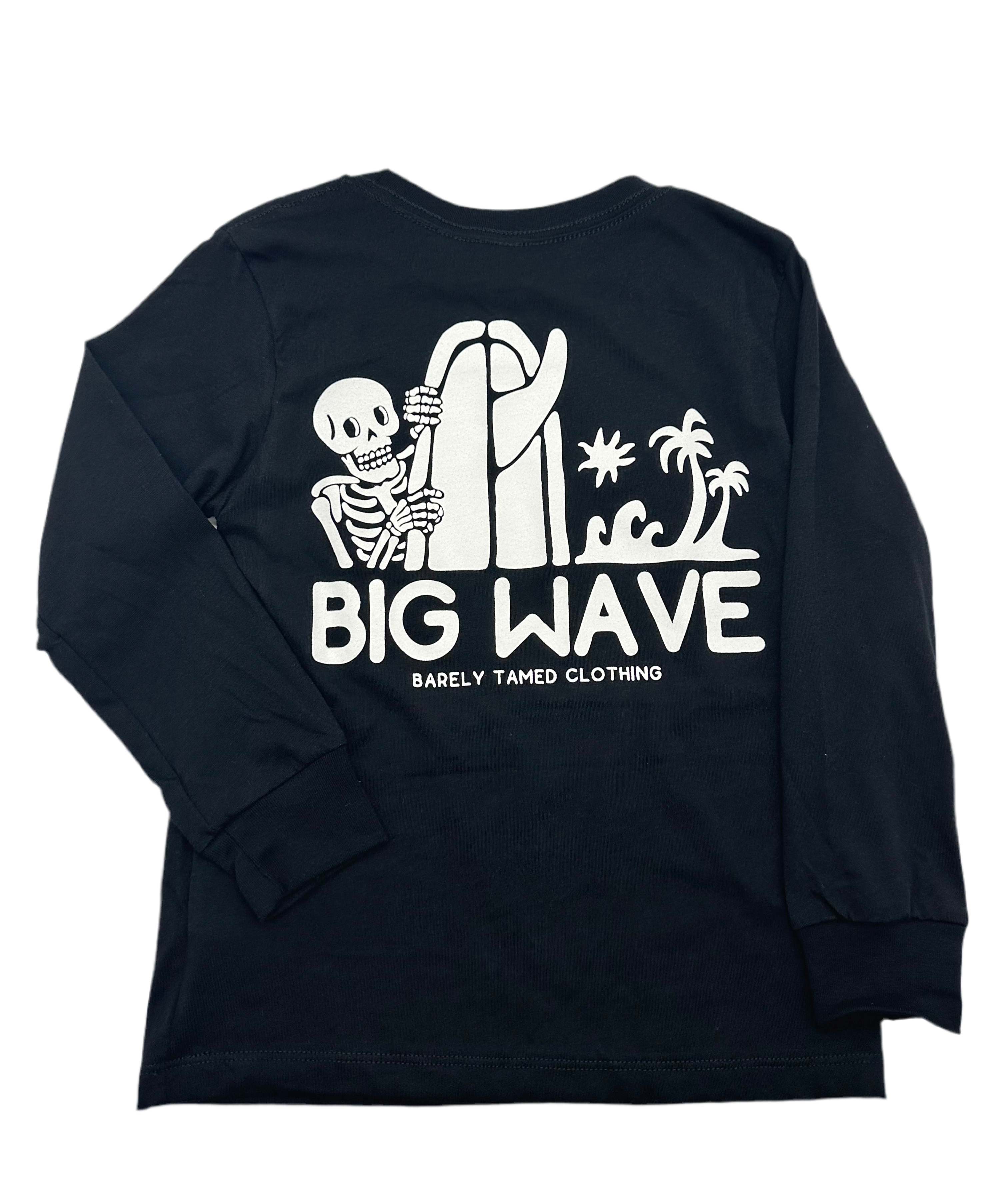Big Waves Skelly Long Sleeves T-Shirt- Black - Barely Tamed