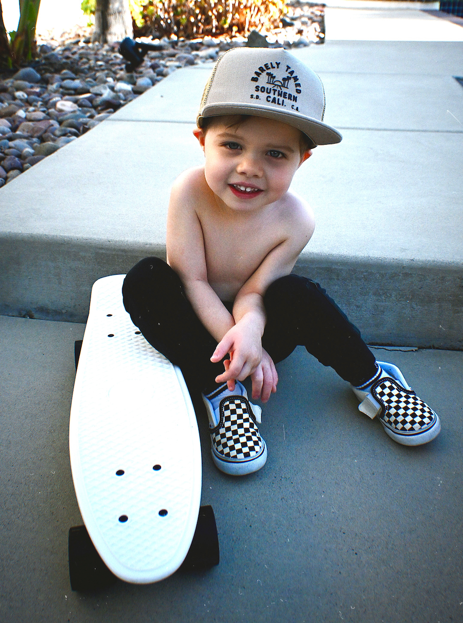 toddler and infant beige trucker hat