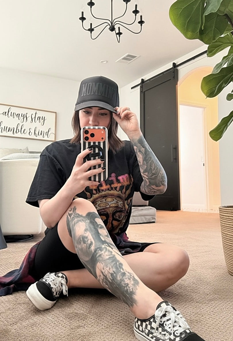 Mommin’ Trucker Hat | Black on Black - Barely Tamed