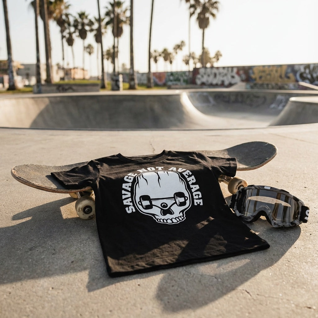 Savage Not Average Graphic T-Shirt- Black | Skate Tee – Barely Tamed