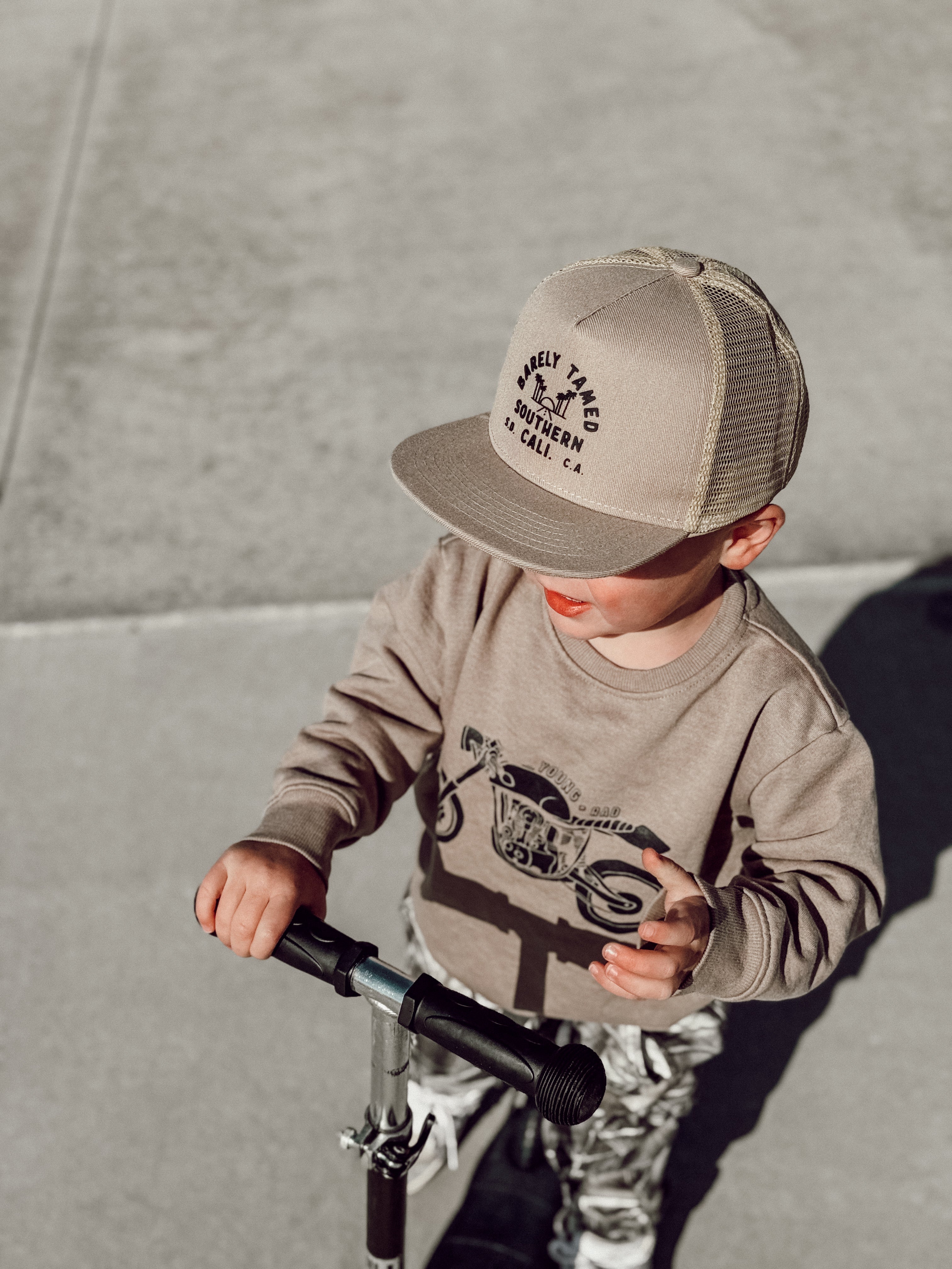 toddler and infant beige trucker hat