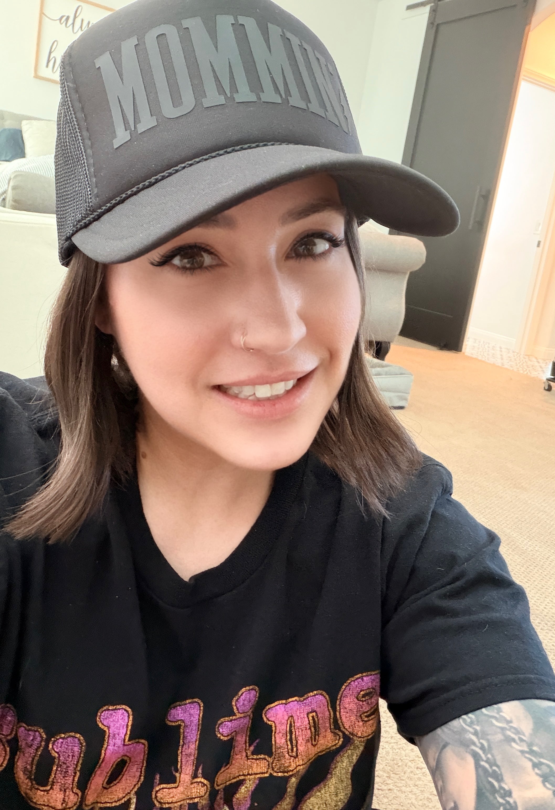 Mommin’ Trucker Hat | Black on Black - Barely Tamed