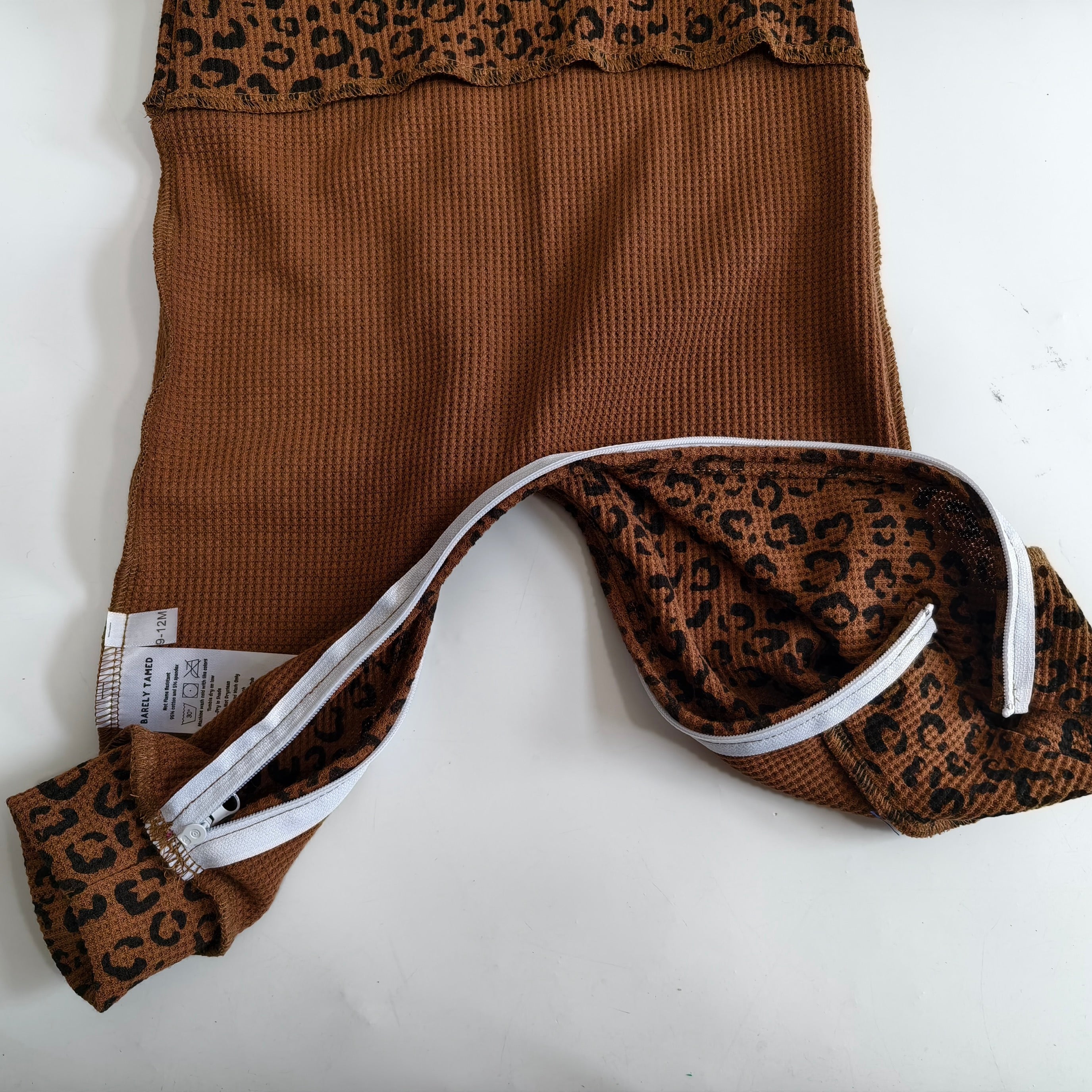Ziggy Checkered Waffle Romper – Baby & Toddler Romper | Front Tie Straps- Black, Greige & cheetah - Barely Tamed
