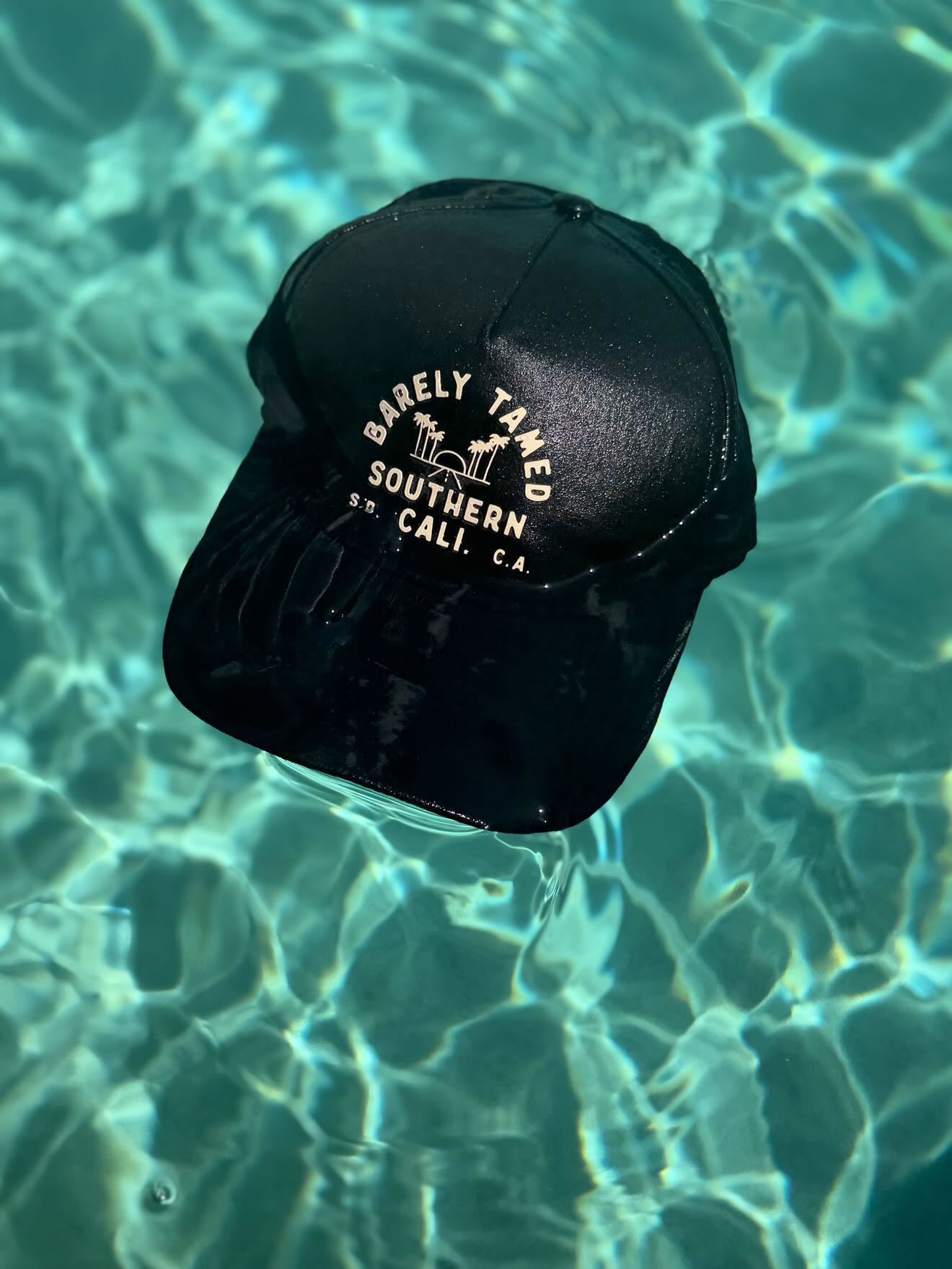 Adult Beech Strand Trucker Hat- Tan and Black | Water Friendly Graphic Snapback - Barely Tamed