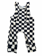 FINAL SALE Ziggy Checkered Waffle Romper| Black & Off-White & Greige - Barely Tamed
